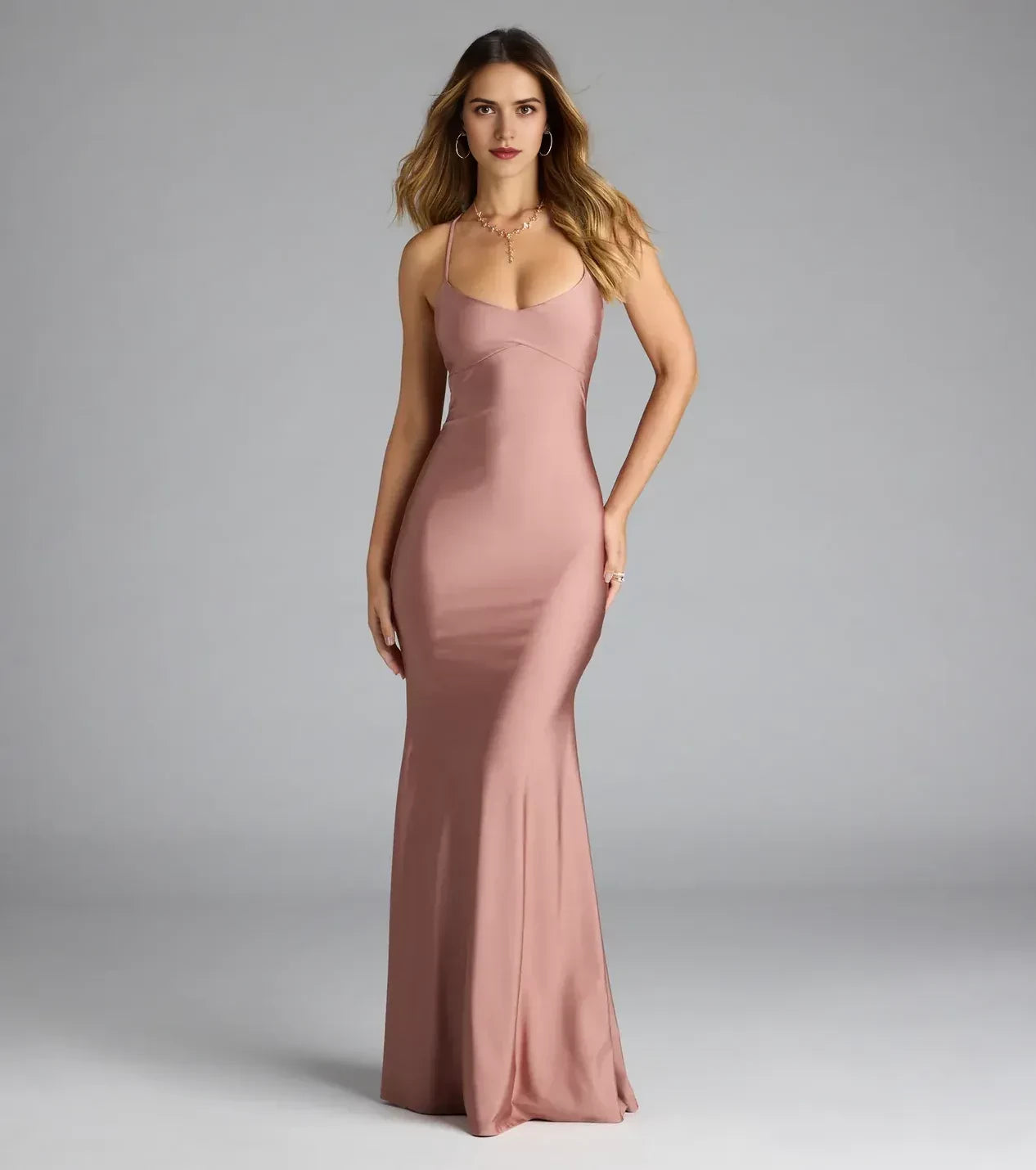 Romantic Trumpet Sweetheart Neck Spaghetti Strap Lace Up Back Floor Length Prom Dress