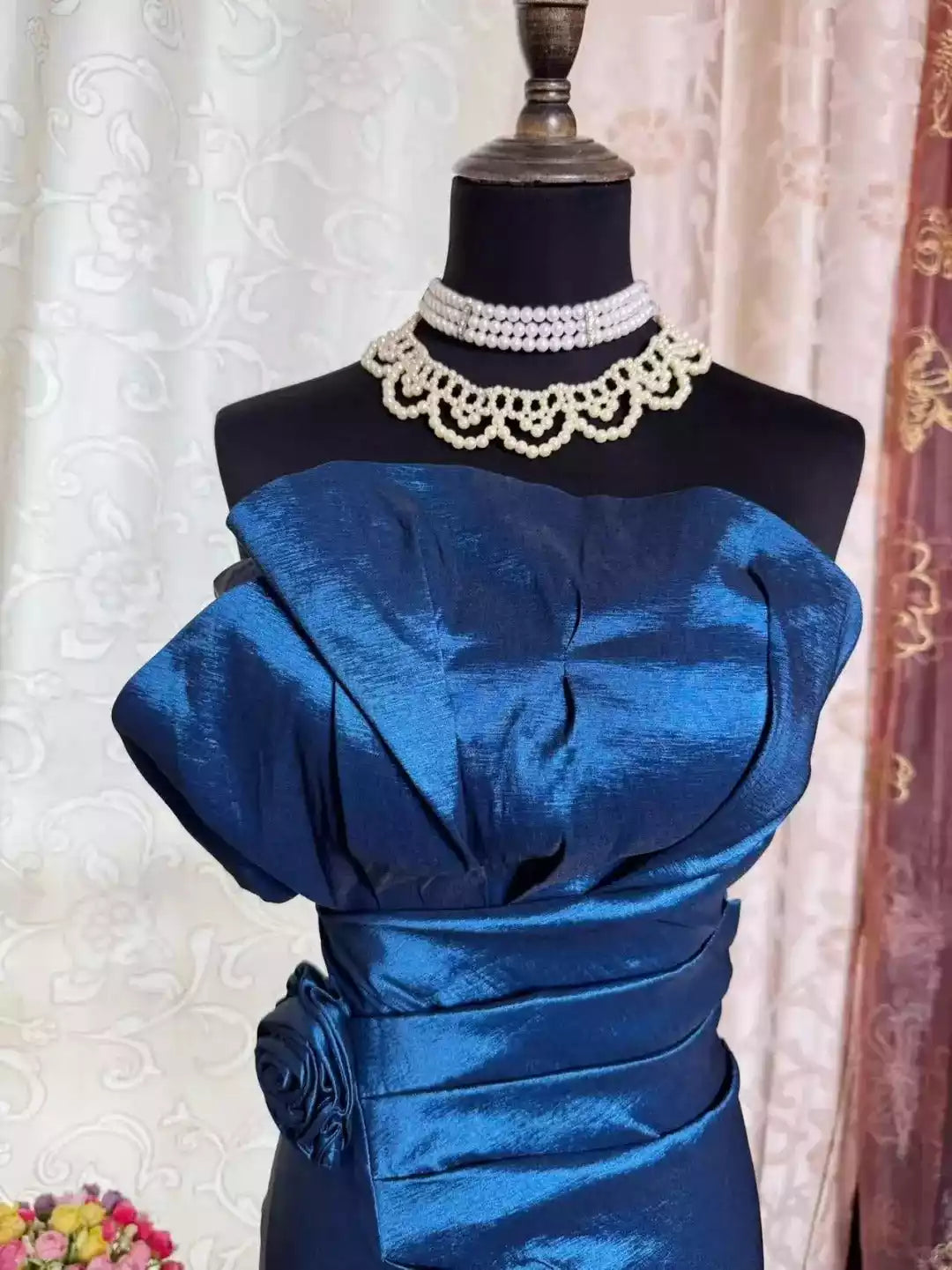 Royal Blue Short Short Party Dress Vintage Evening Dress