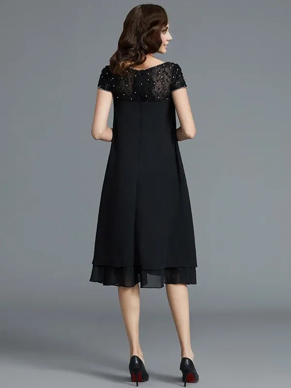 Scoop Knee-Length Sleeveless Chiffon Mother of the Bride Dresses