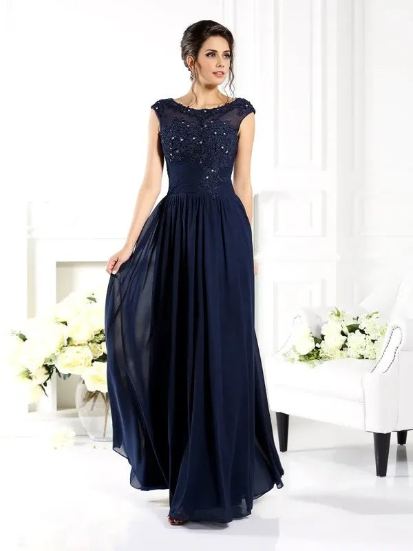 Scoop Sleeveless Chiffon Floor-Length With Beading Mother of the Bride Dresses