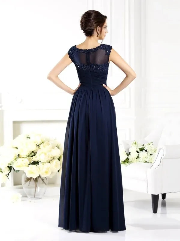 Scoop Sleeveless Chiffon Floor-Length With Beading Mother of the Bride Dresses