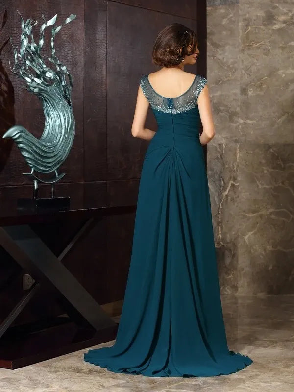 Scoop Sleeveless Chiffon Sweep Train With Beading Mother of the Bride Dresses