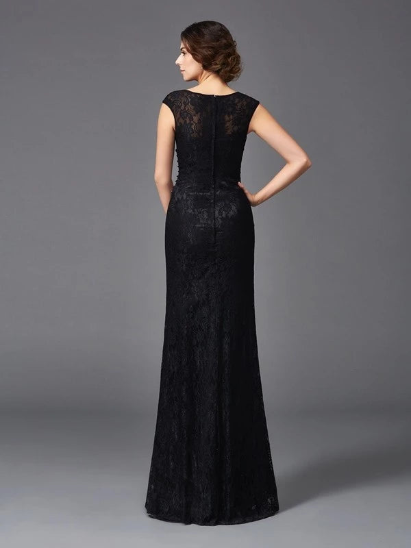 Scoop Sleeveless Floor-Length Sheath Lace With Beading Mother of the Bride Dresses