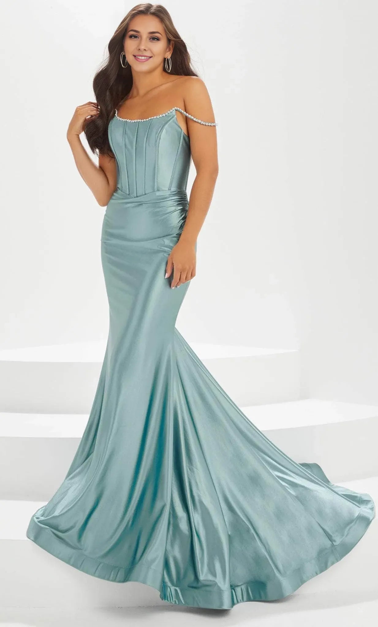 Scoop Sleeveless Mermaid Elegant Off the shoulder Floor length Prom Dress For Sale For Ladies ﻿