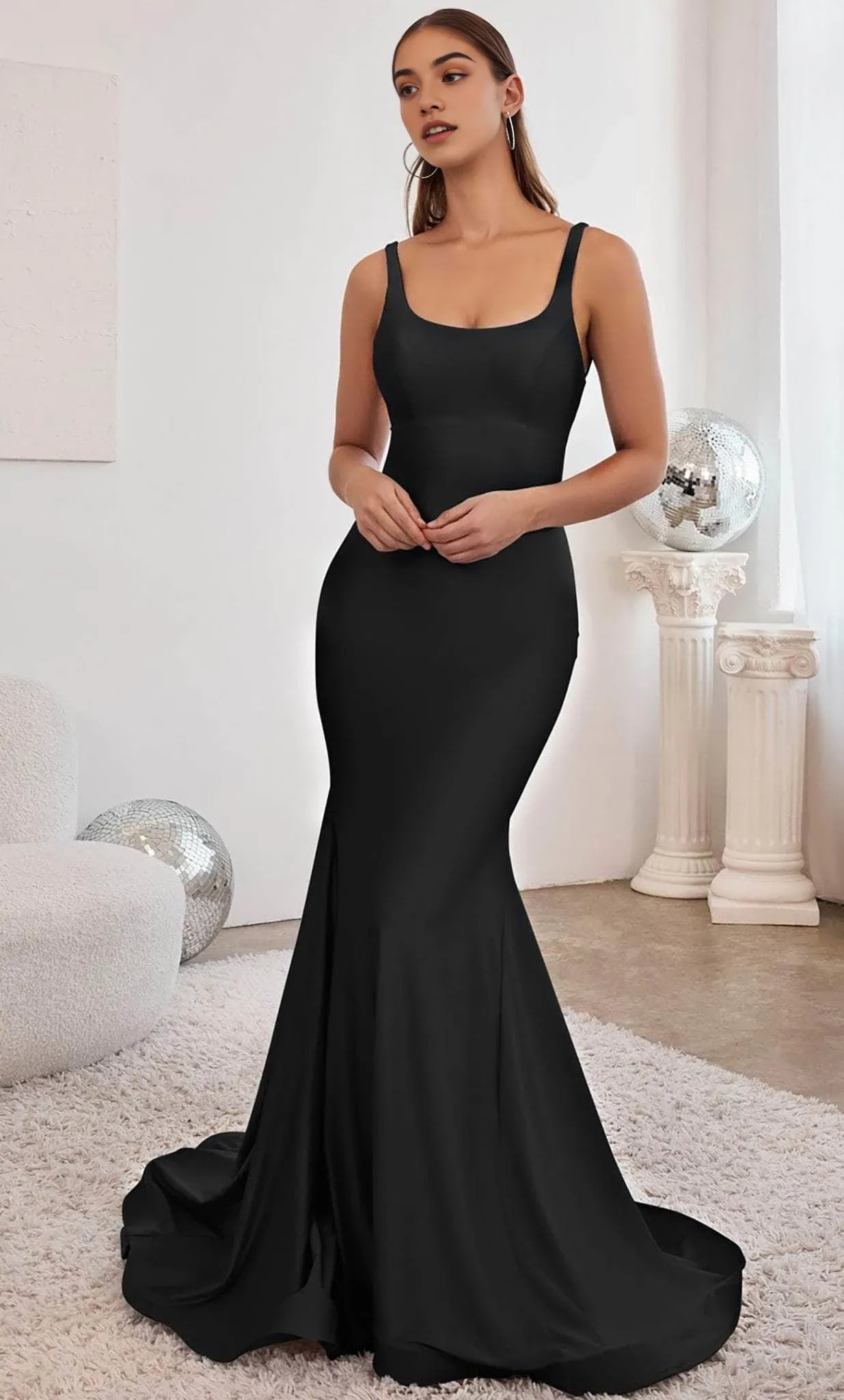 Scoop Sleeveless Mermaid Simple Off the shoulder Floor length Prom Dress Hot Sale For Ladies