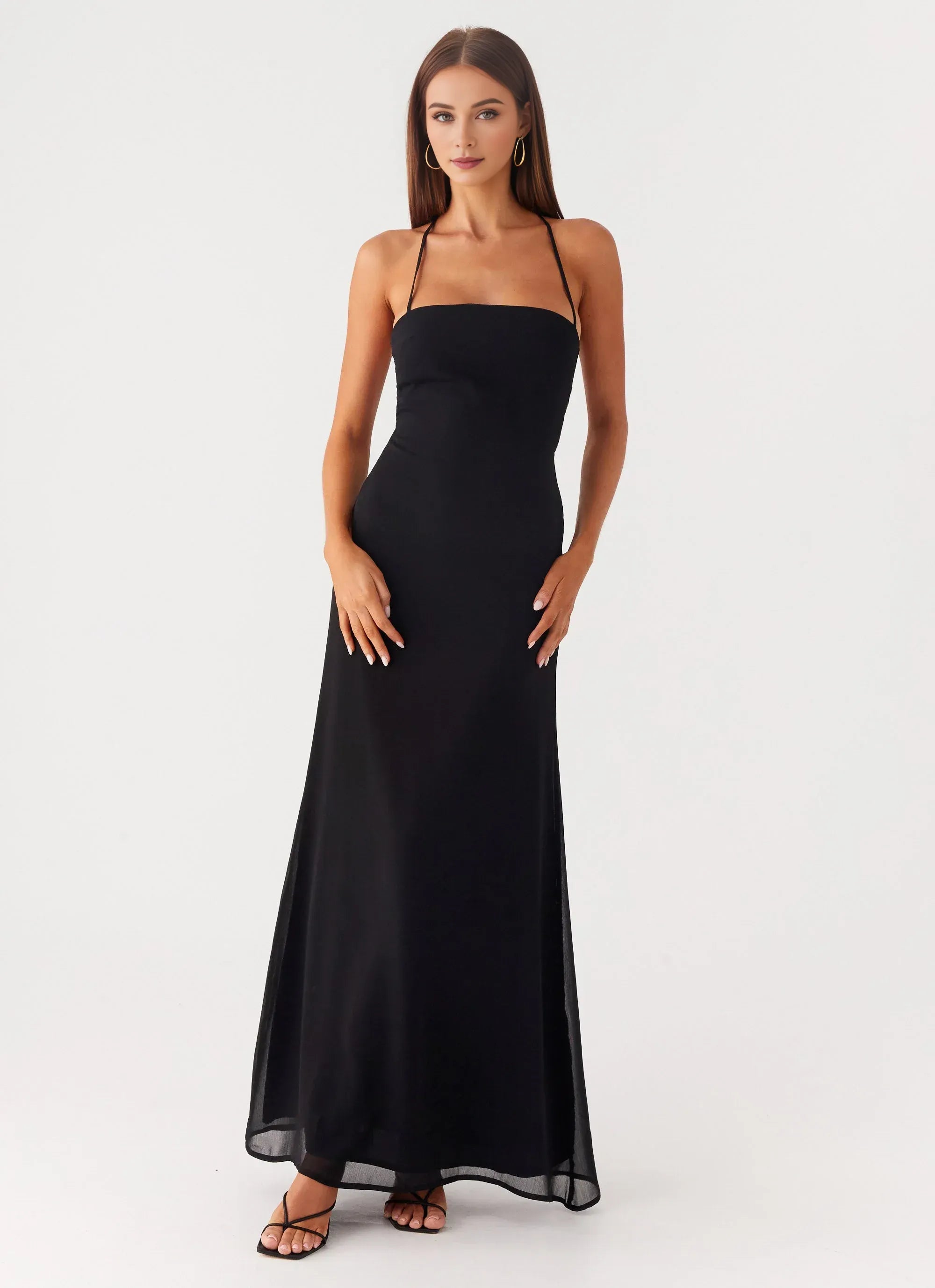 Seductive Sheath Halter Neck Sleeveless Crisscross Back Floor Length Plus Size Evening Dress