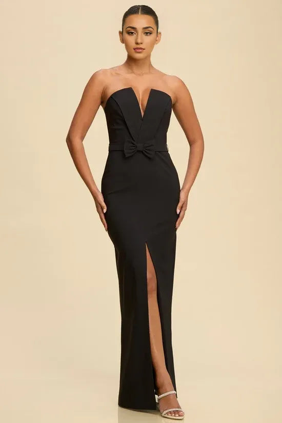 Sharp Sheath V Neck Sleeveless Open Back Floor Length Hot sale Prom Dress
