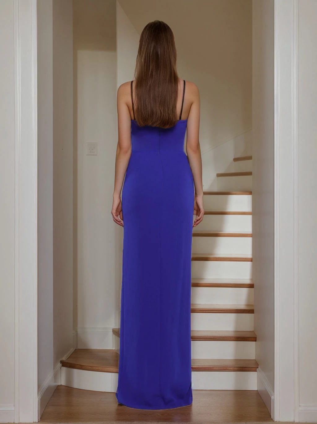 Sheath Strapless Sleeveless Floor-Length Prom With Split Side Bowknot  Evening Dresses