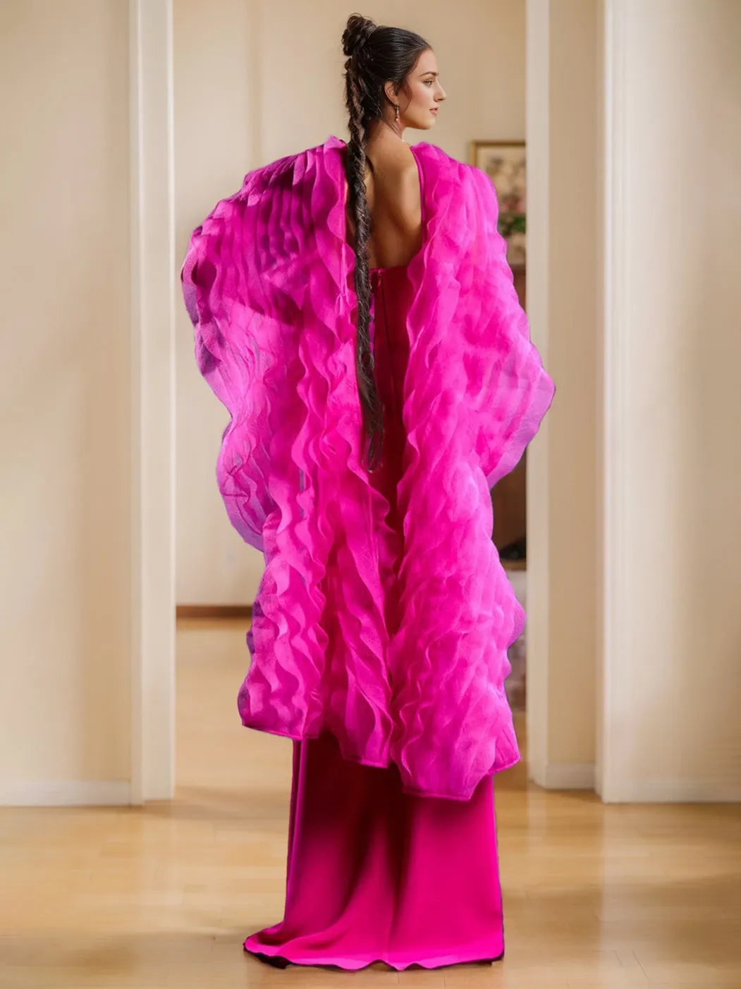 Sheath Strapless Sleeveless Floor-Length Unique with Wraps Ruffles Party Dresses Evening Dresses Prom Dress