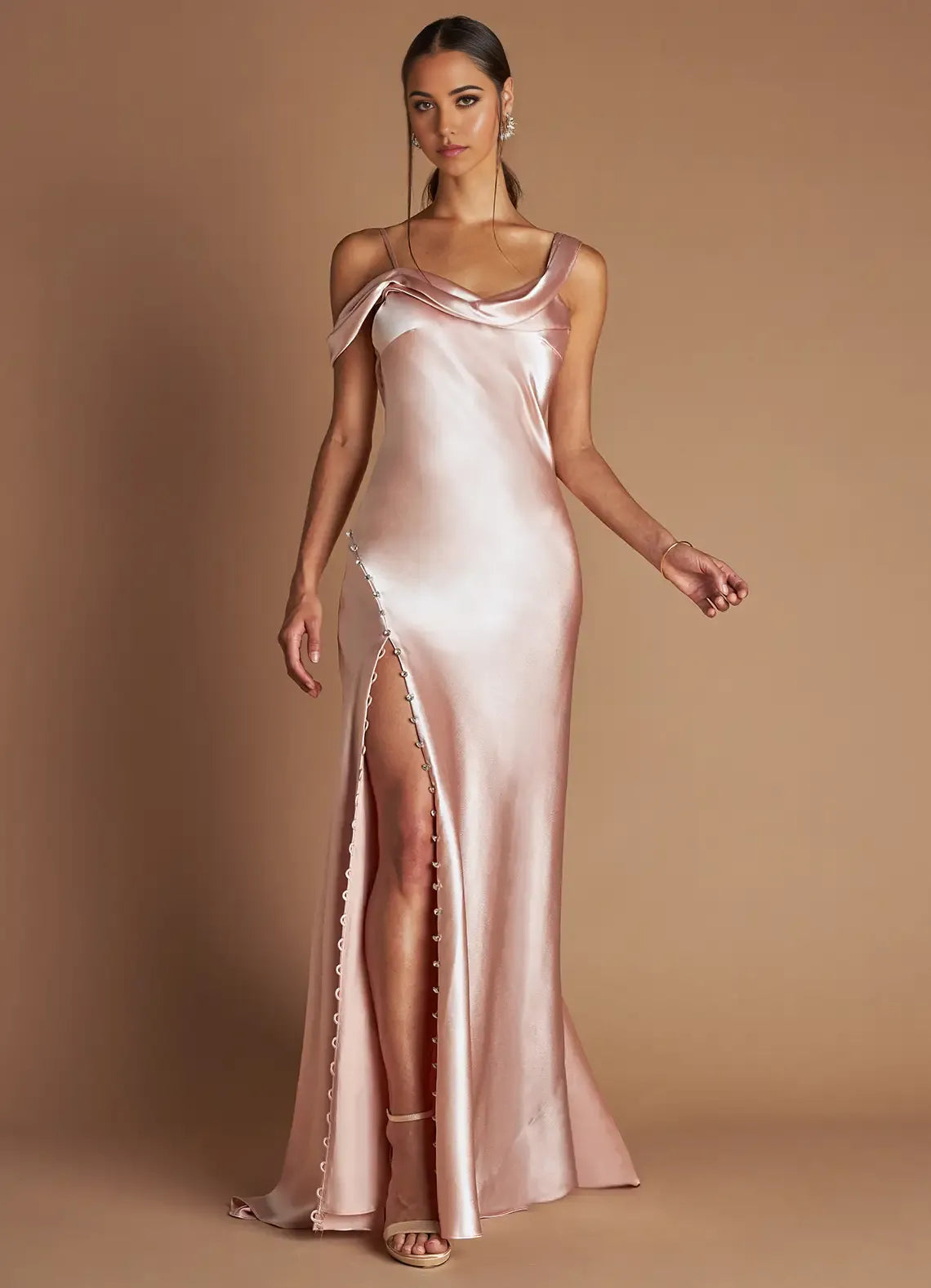 Shimmering Sheath Off the Shoulder Sleeveless Deep V Back Floor Length For Sale Prom Dress