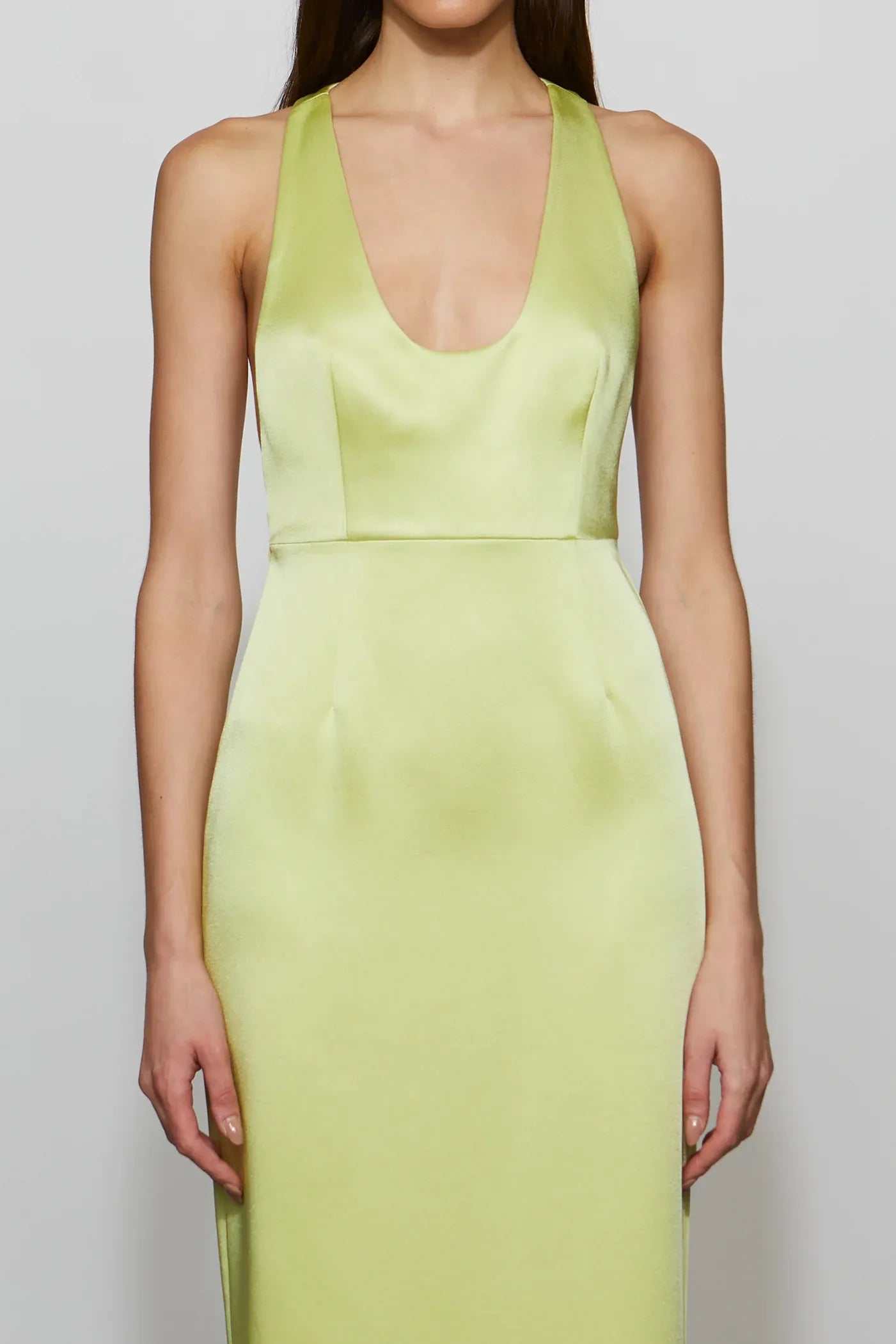 Silky Sheath Halter Neck Sleeveless Keyhole Back Floor Length For Women Prom Dress