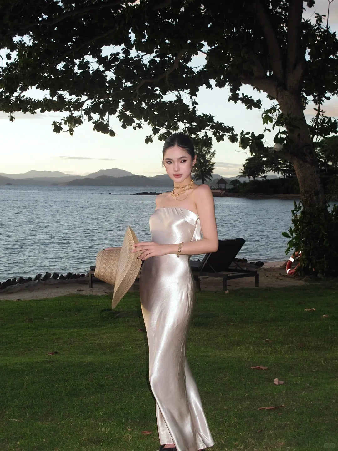 Silver Grey Sheath Strapless Satin Sleeveless Off-the-shoulder Long Floor length Prom Dress Cocktail Dress Homecoming Dress Evening Dress Party Dress
