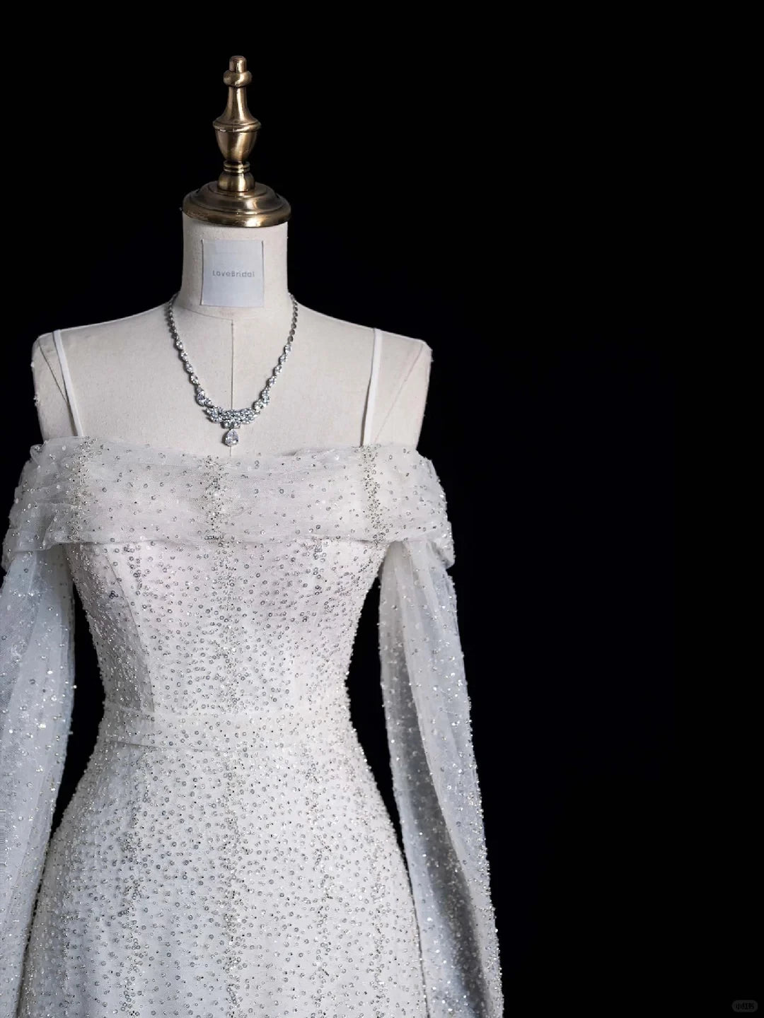 Silver Sequin A Line Long Sleeve Off-the-shoulder White Tulle Floor length Wedding Dress Prom Dress Cocktail Dress Homecoming Dress Evening Dress Party Dress