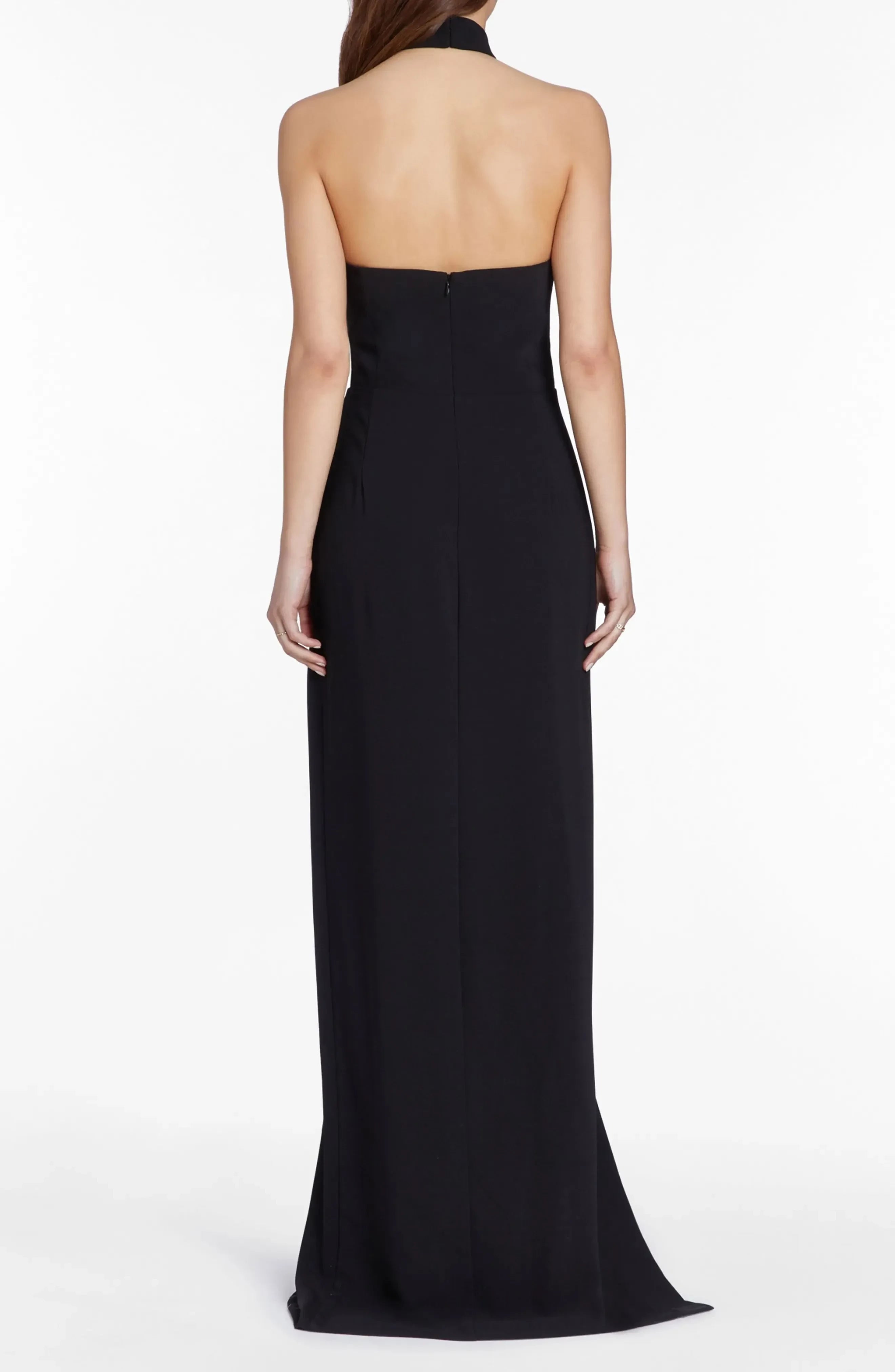 Simple Sheath Halter Neck Sleeveless Open Back Floor Length Evening Dress