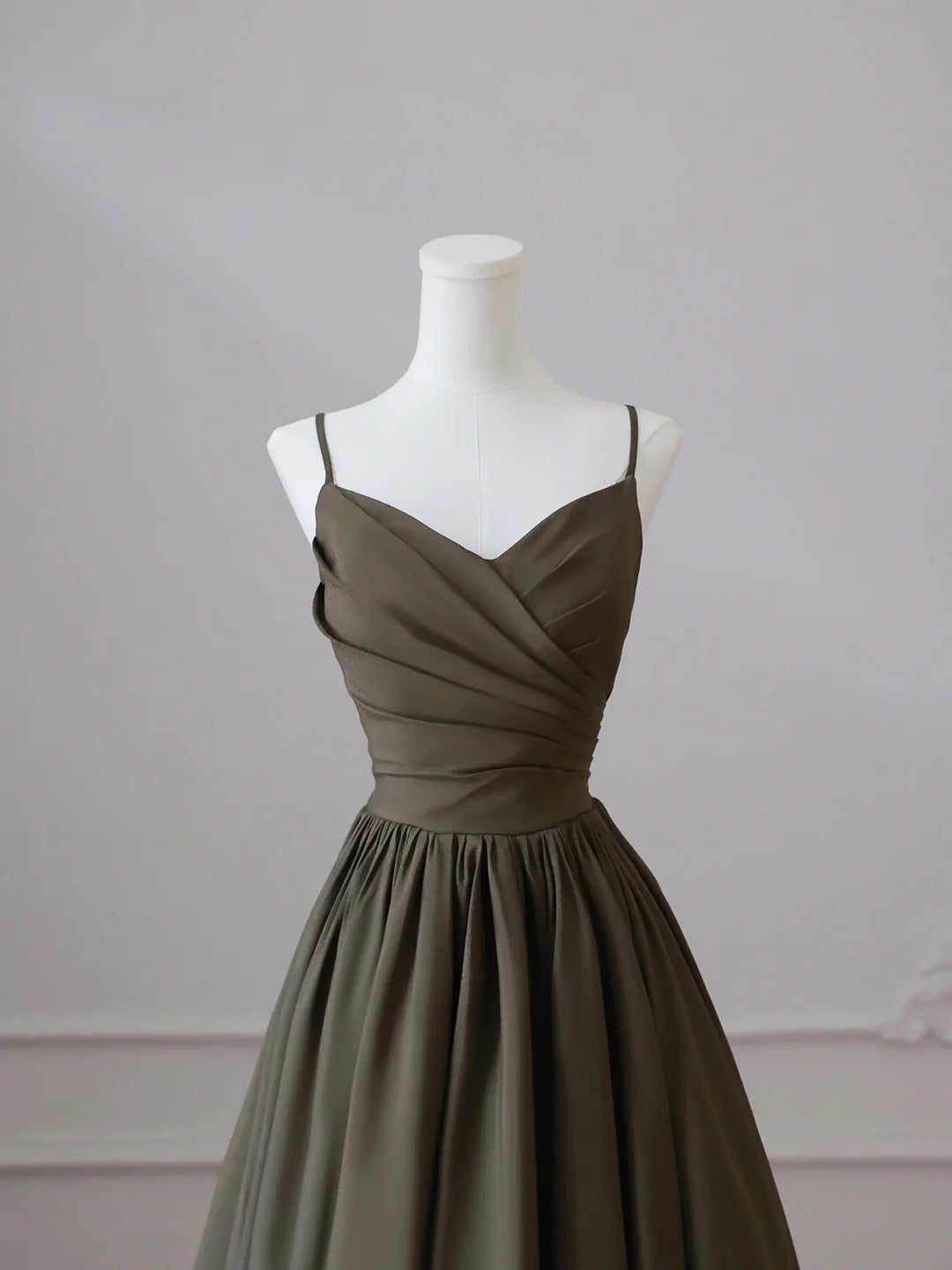 A-Line Backless Simple V-neck Spaghetti Strap Floor Length Prom Dress Evening Party Dress