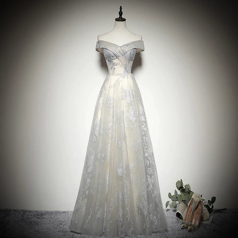 Simple And Generous Dress New Style Long Tulle Lace Up Floor Length Evening Dress Party Dresses Prom Dress