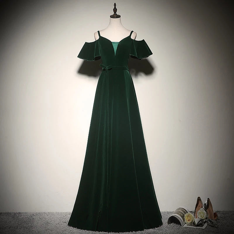 Simple And Generous Dress New Style Velvet Lace Up Floor Length Evening Dress Party Dresses Prom Dress
