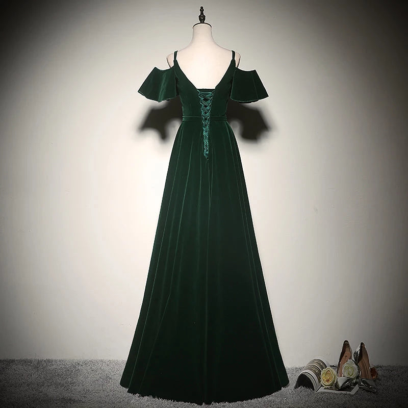 Simple And Generous Dress New Style Velvet Lace Up Floor Length Evening Dress Party Dresses Prom Dress