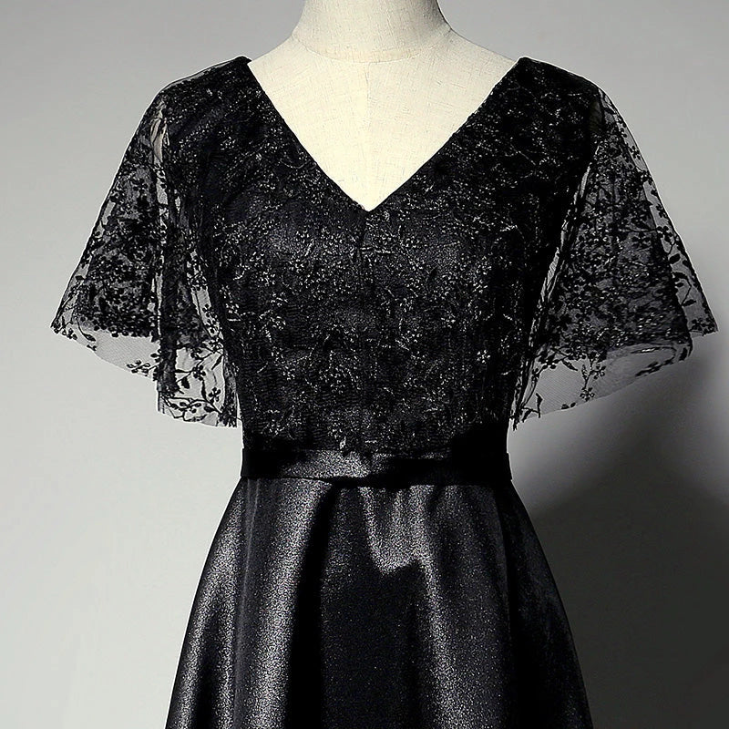 Simple And Generous New Style Short Sleeve Lace Up Floor Length Evening Dress Party Dresses Prom Dress