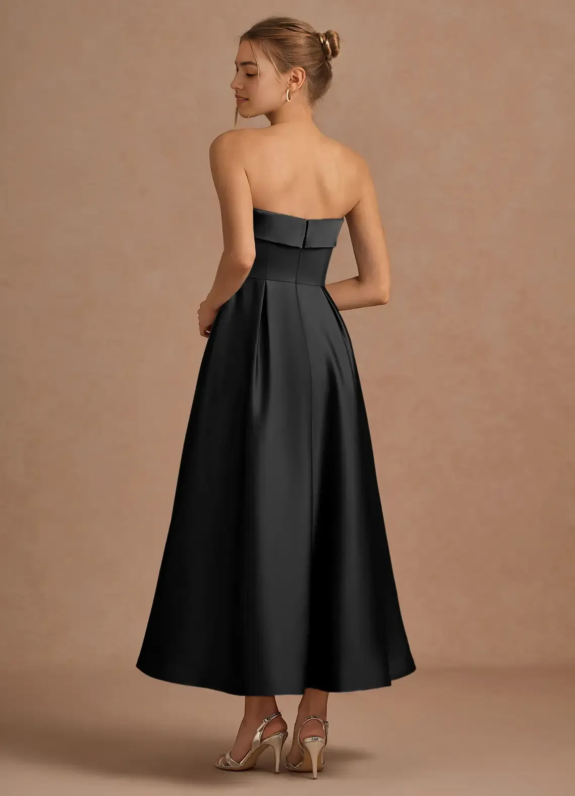 Sleek Ballgown Strapless Sleeveless Open Back Midi Length For Sale Prom Dress