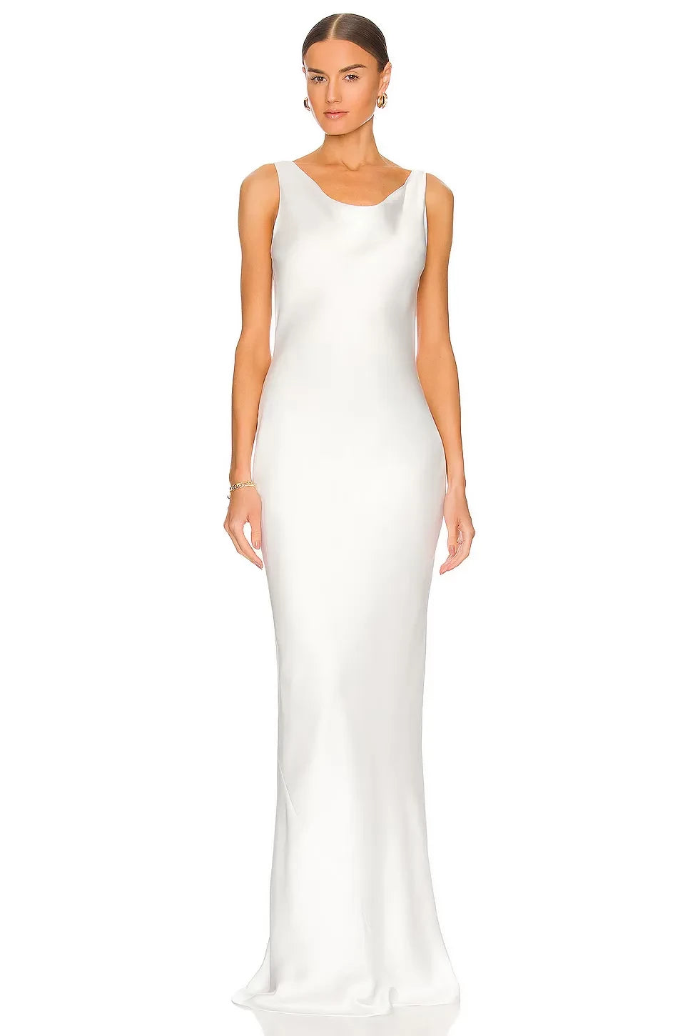 Sleek Mermaid Asymmetric Neck Sleeveless Floor Length Evening Dress