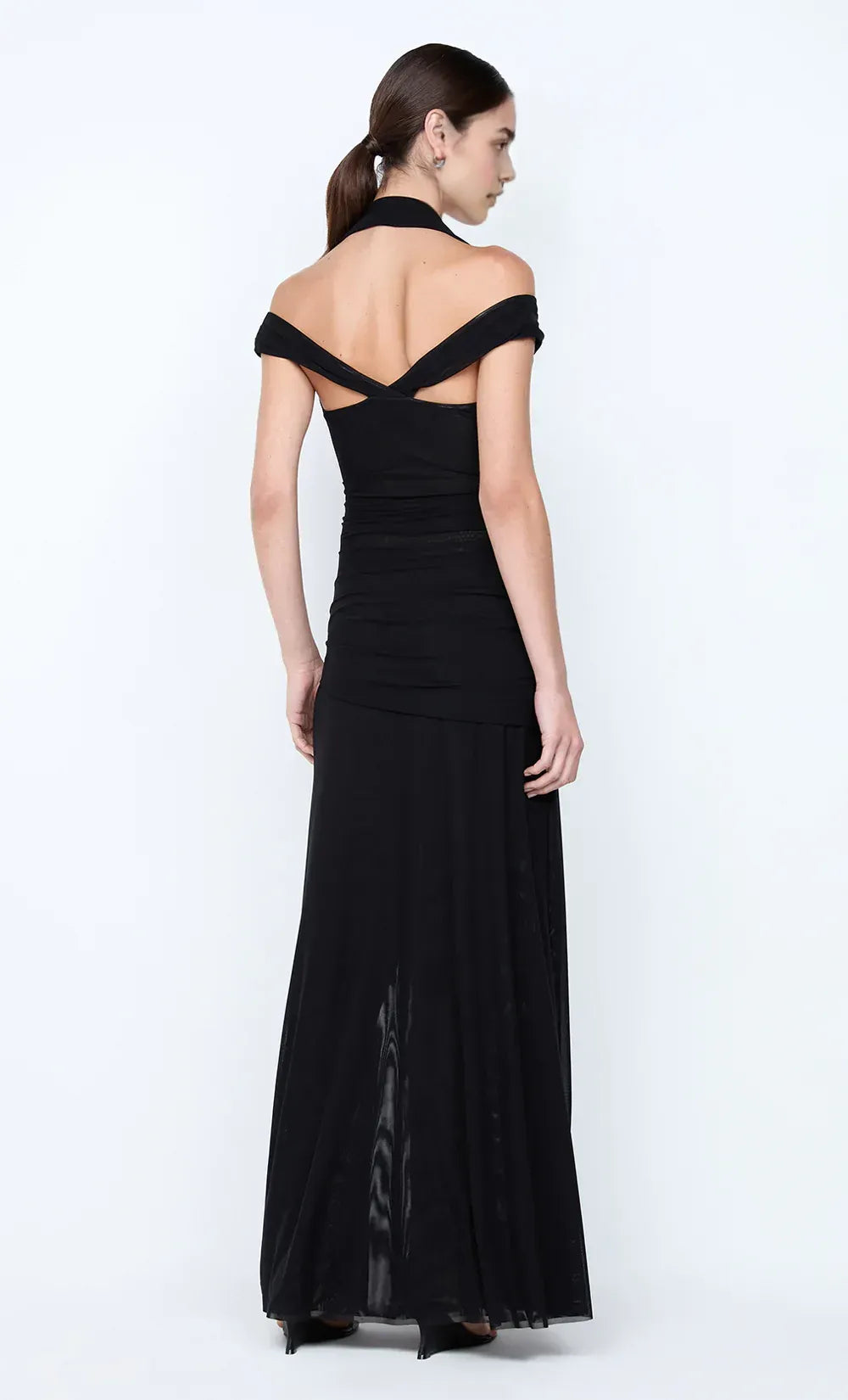 Sleek Mermaid Halter Neck Cold Shoulder Cross Back Floor Length For Sale Evening Dress