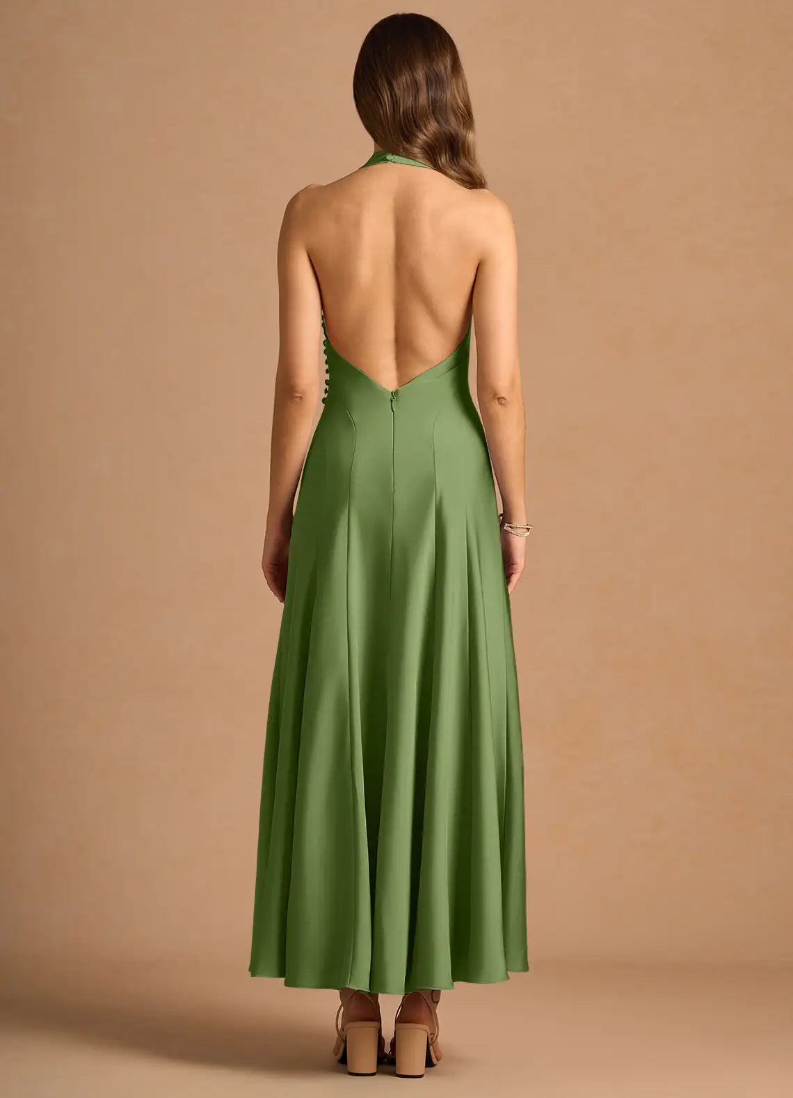 Sleek Mermaid Halter Neck Sleeveless Deep V Back Floor Length For Sale Prom Dress