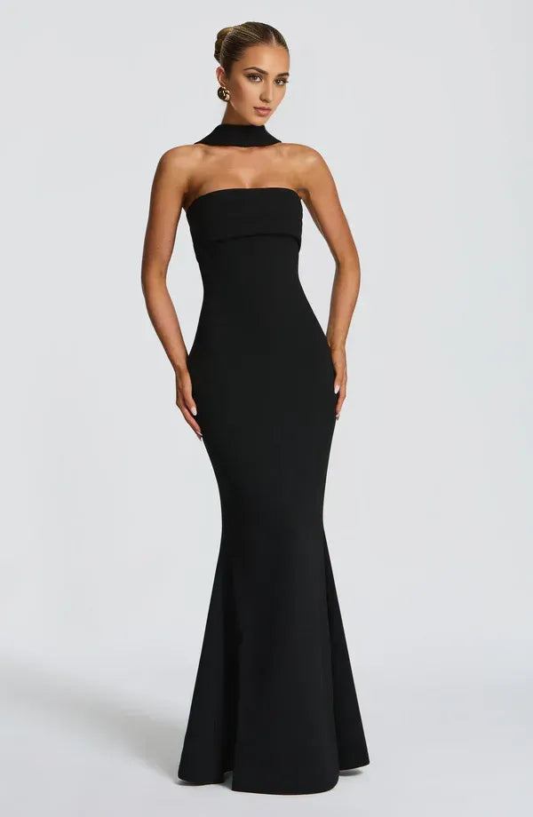 Sleek Mermaid High Neck One Shoulder Zipper Back Floor Length For Ladies Evening Dress ﻿