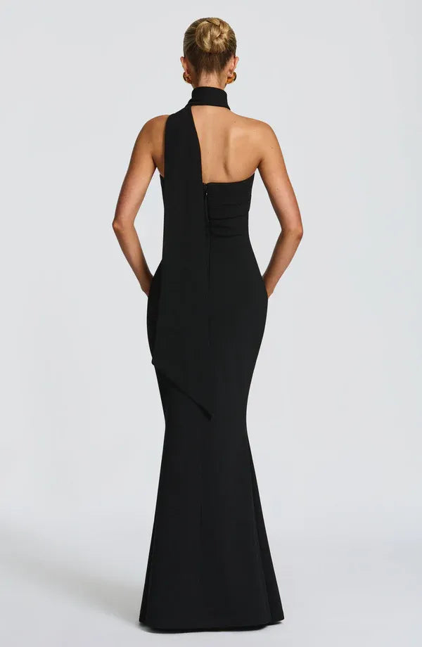 Sleek Mermaid High Neck One Shoulder Zipper Back Floor Length For Ladies Evening Dress ﻿