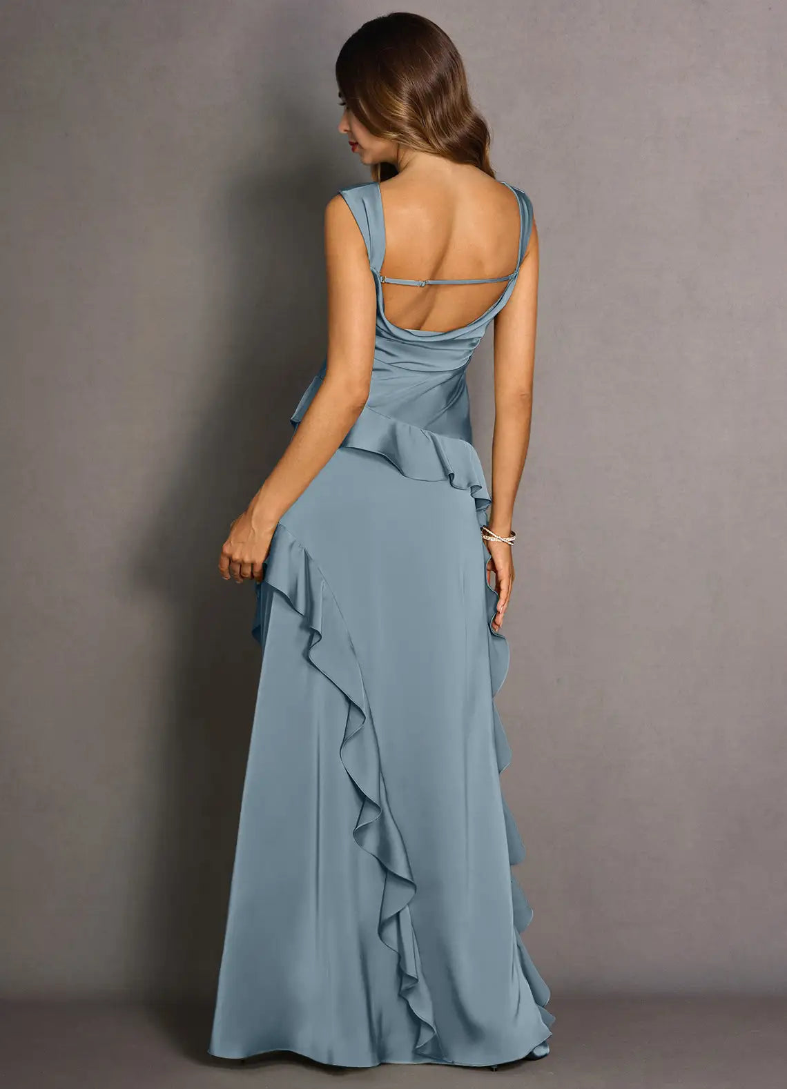 Sleek Mermaid Square Neck Sleeveless Open Back Floor Length For Sale Prom Dress