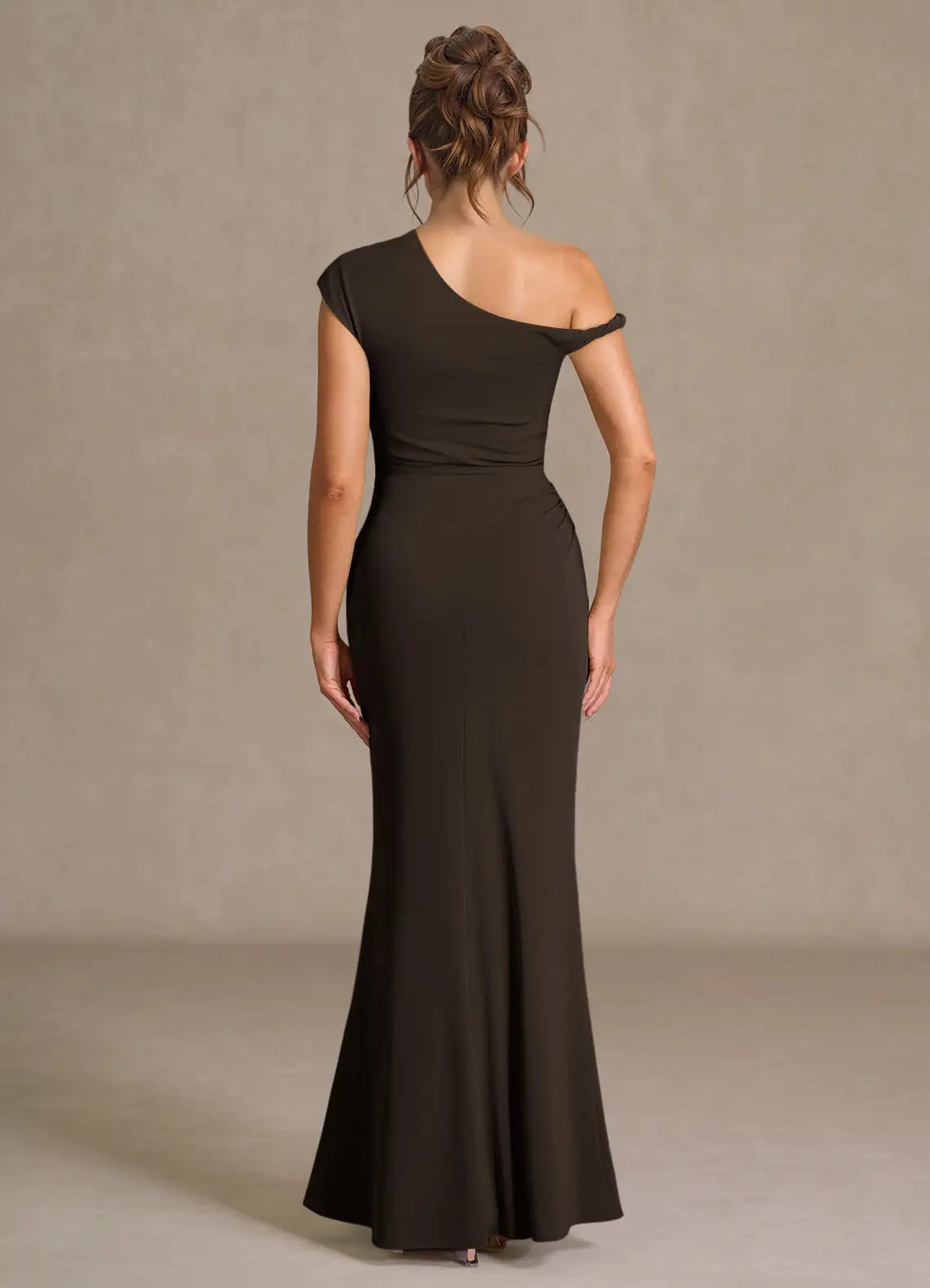 Sleek Mermaid Sweetheart One Shoulder Ruched Accent Open Back Floor Length For Sale Prom Dress