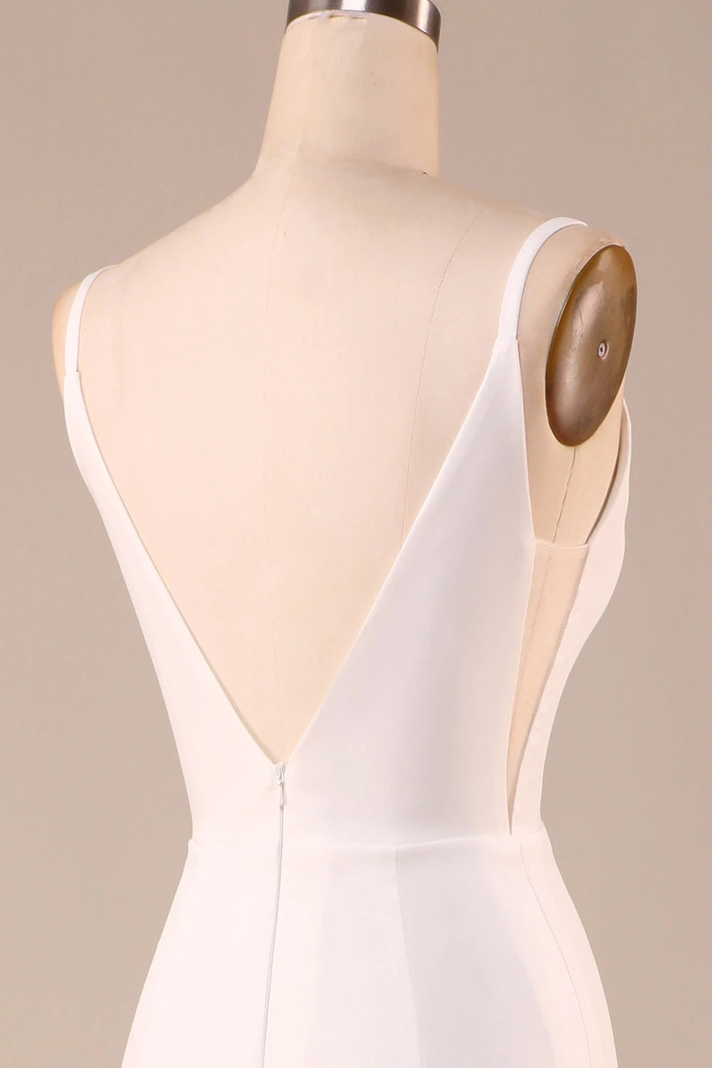 Sleek Mermaid V  Neck Sleeveless Low Back Maxi Wedding Dress