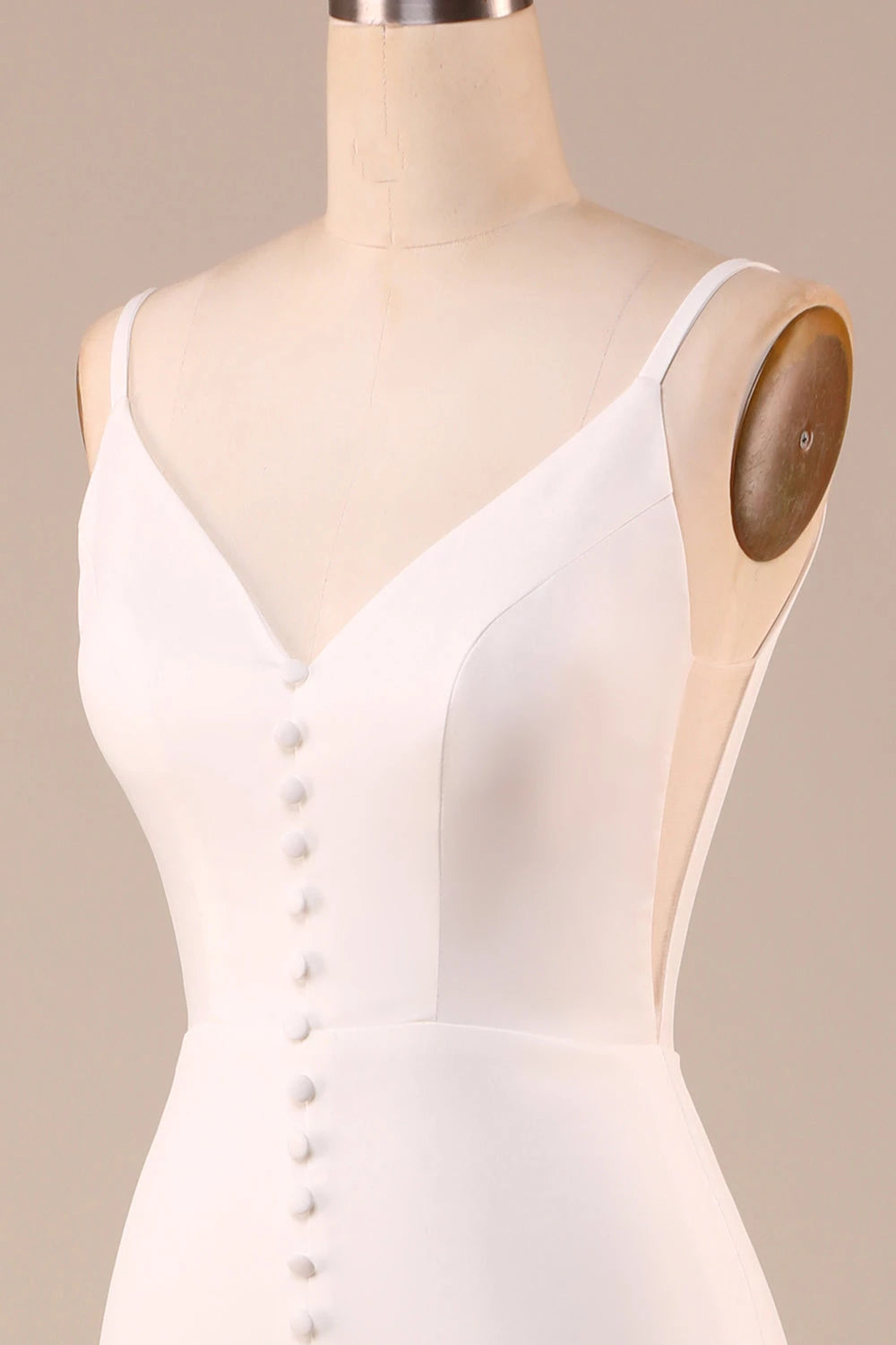 Sleek Mermaid V  Neck Sleeveless Low Back Maxi Wedding Dress