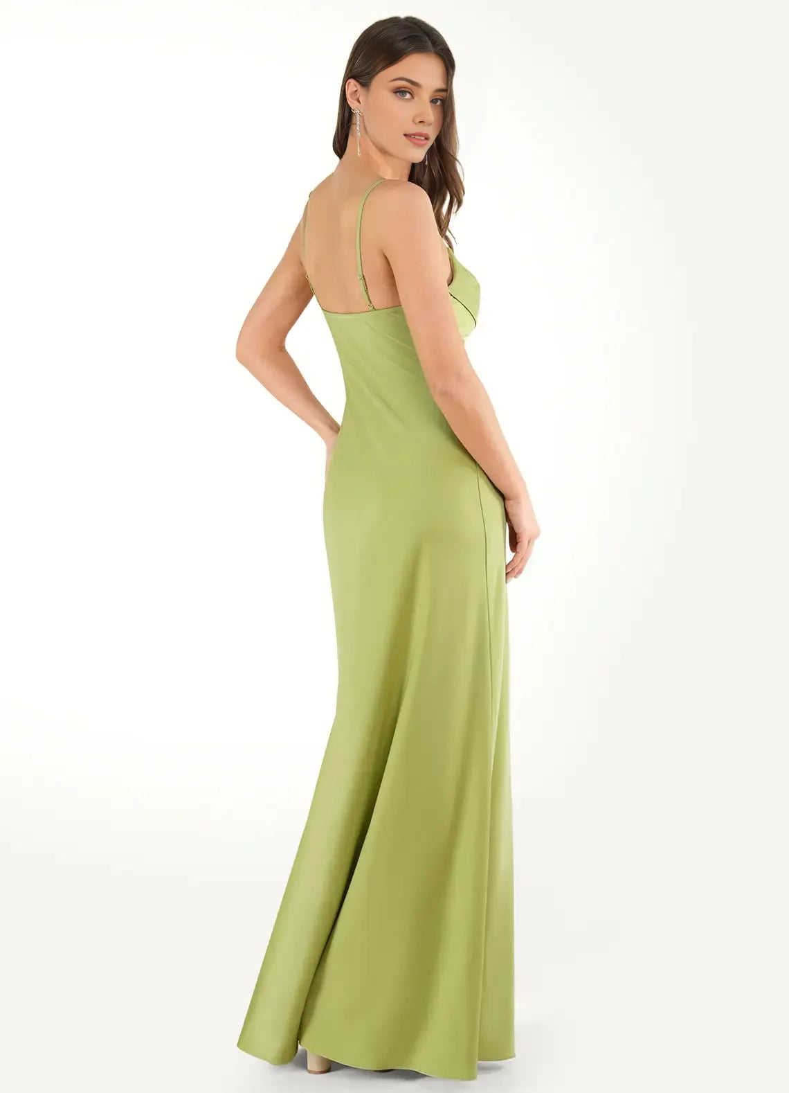 Sleek Sheath Cowl Neck Spaghetti Strap Open Back Floor Length Female Prom Dress
