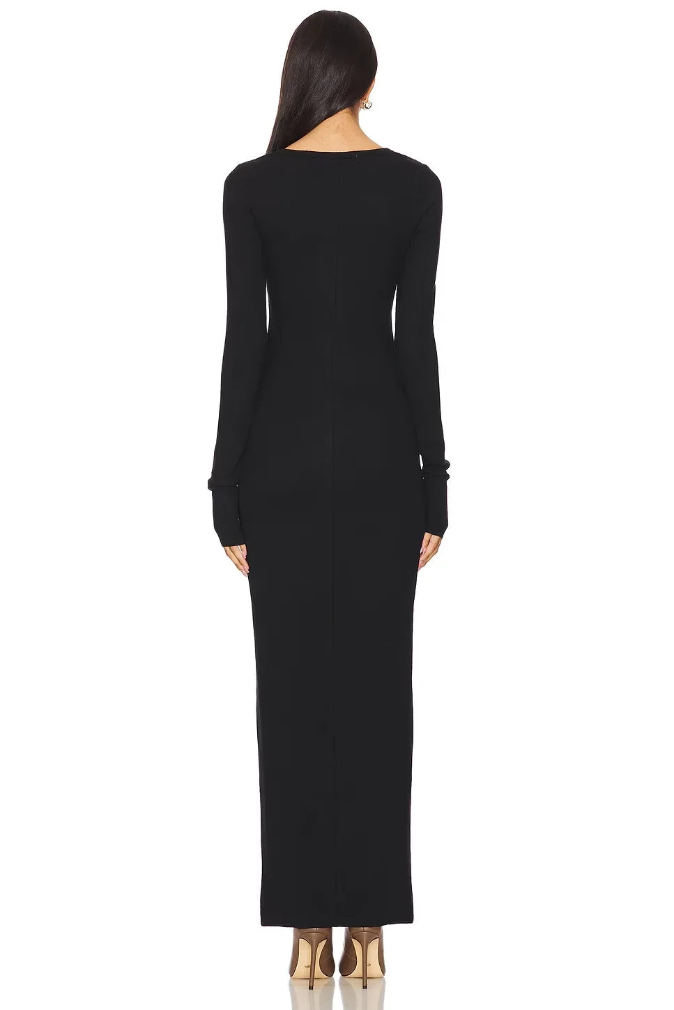 Sleek Sheath Crew Neck Long Sleeve Zipper Floor Length Evening Dress