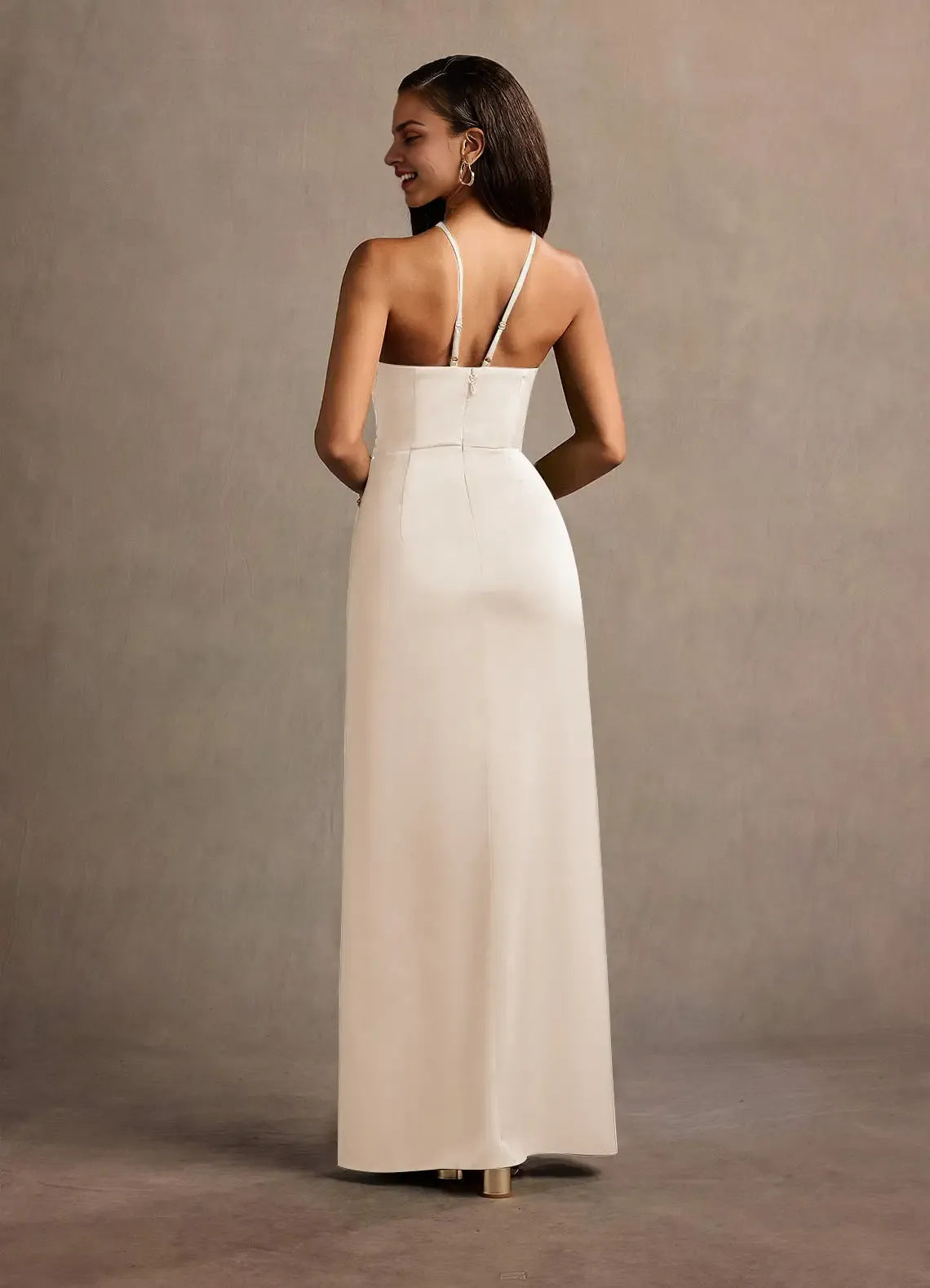 Sleek Sheath Halter Neck Sleeveless Crisscross Back Floor Length For Sale Prom Dress