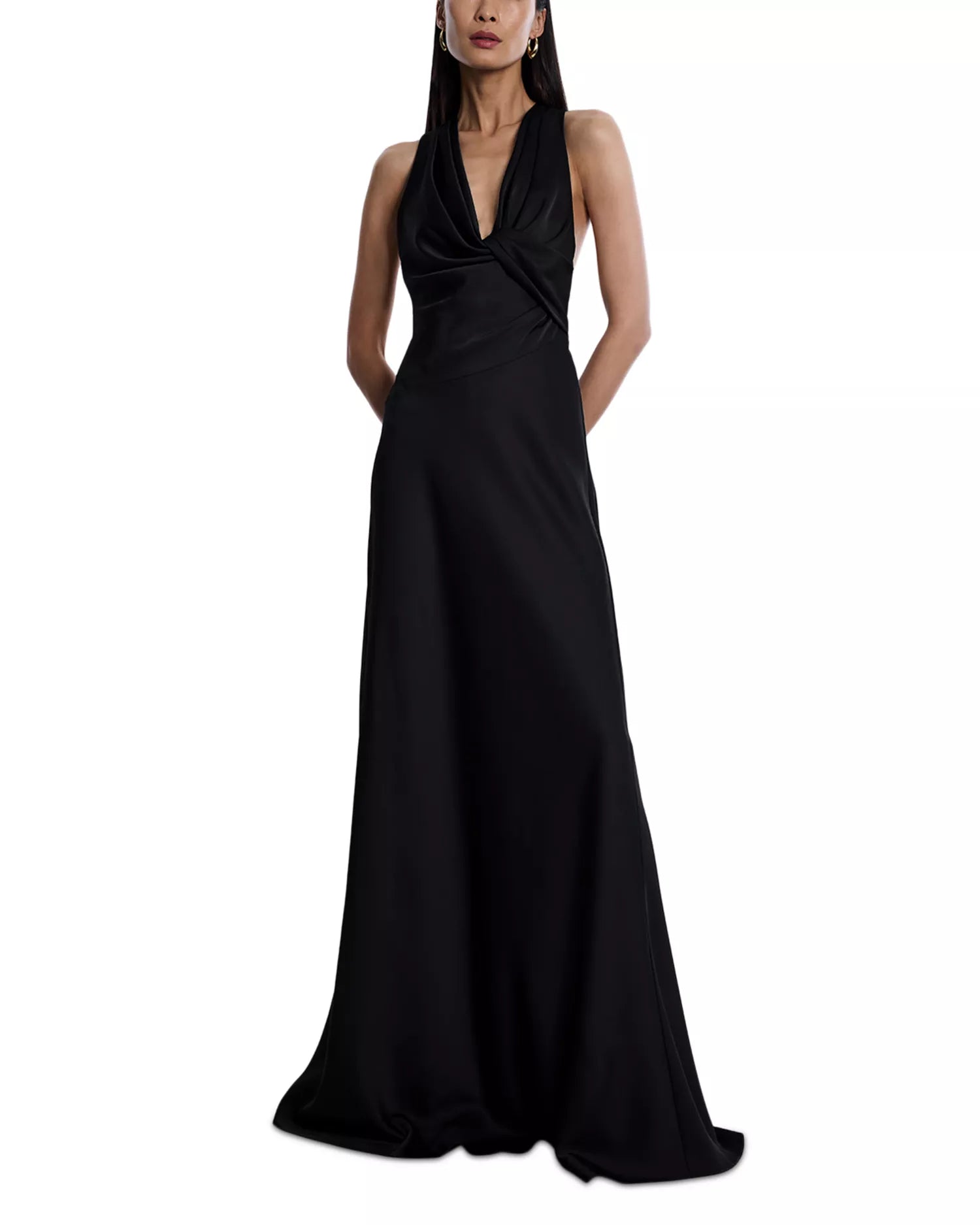 Sleek Sheath Halter Neck Sleeveless Crisscross Back Train Length For Adults Prom Dress