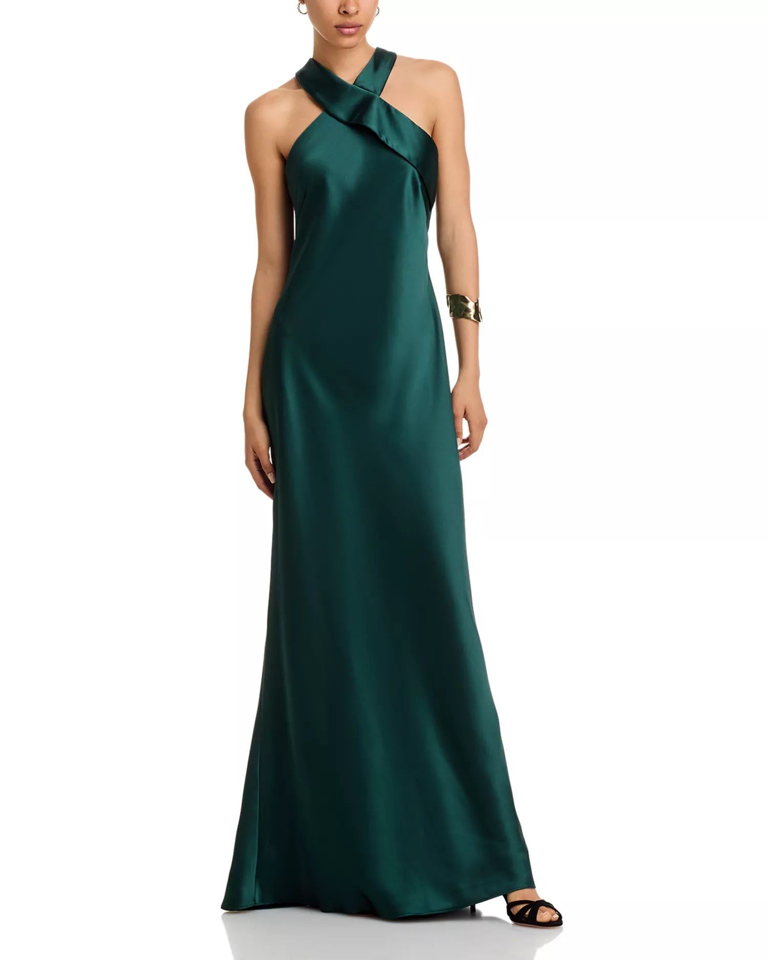 Sleek Sheath Halter Neck Sleeveless Keyhole Back Floor Length For Ladies Prom Dress ﻿