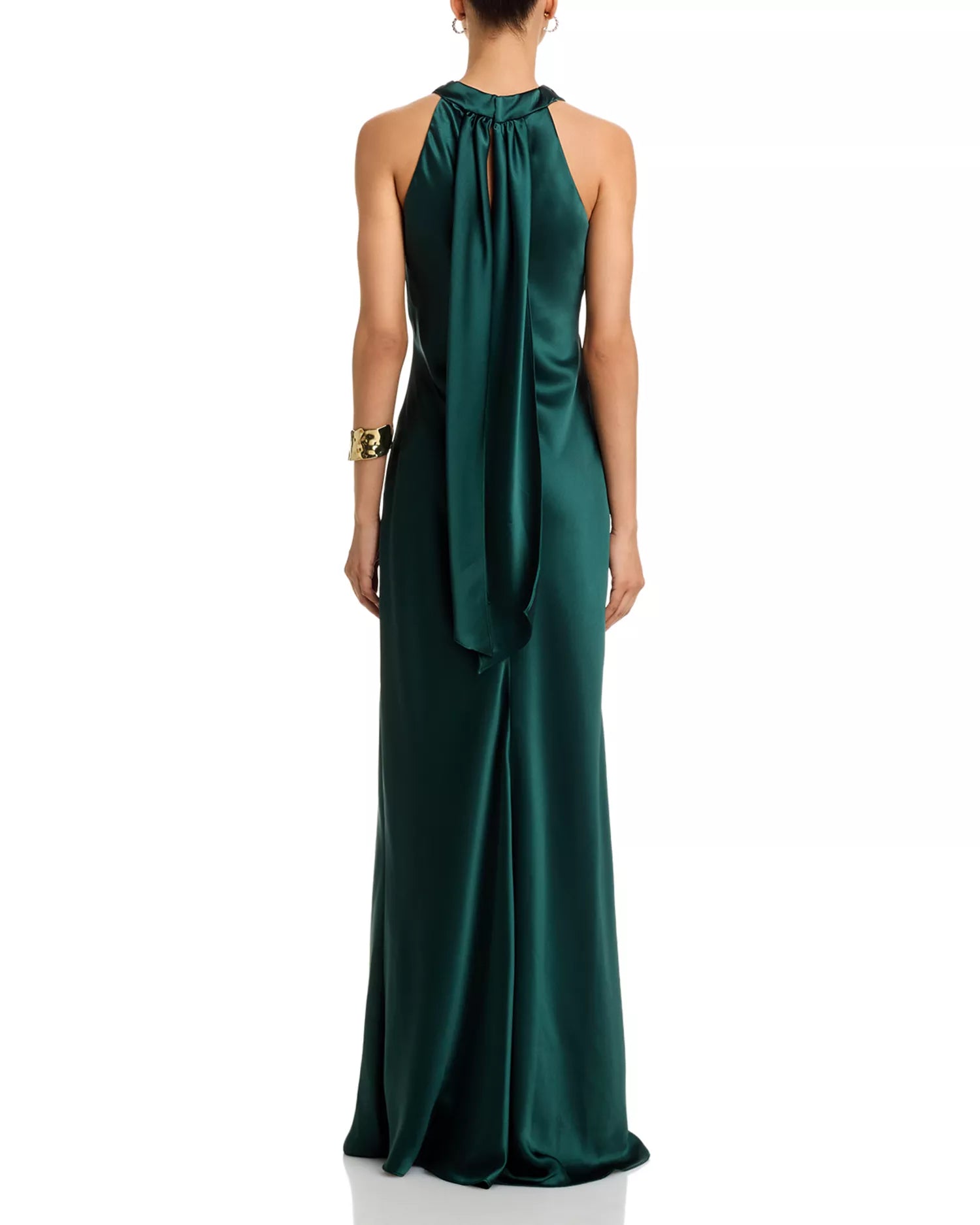 Sleek Sheath Halter Neck Sleeveless Keyhole Back Floor Length For Ladies Prom Dress ﻿