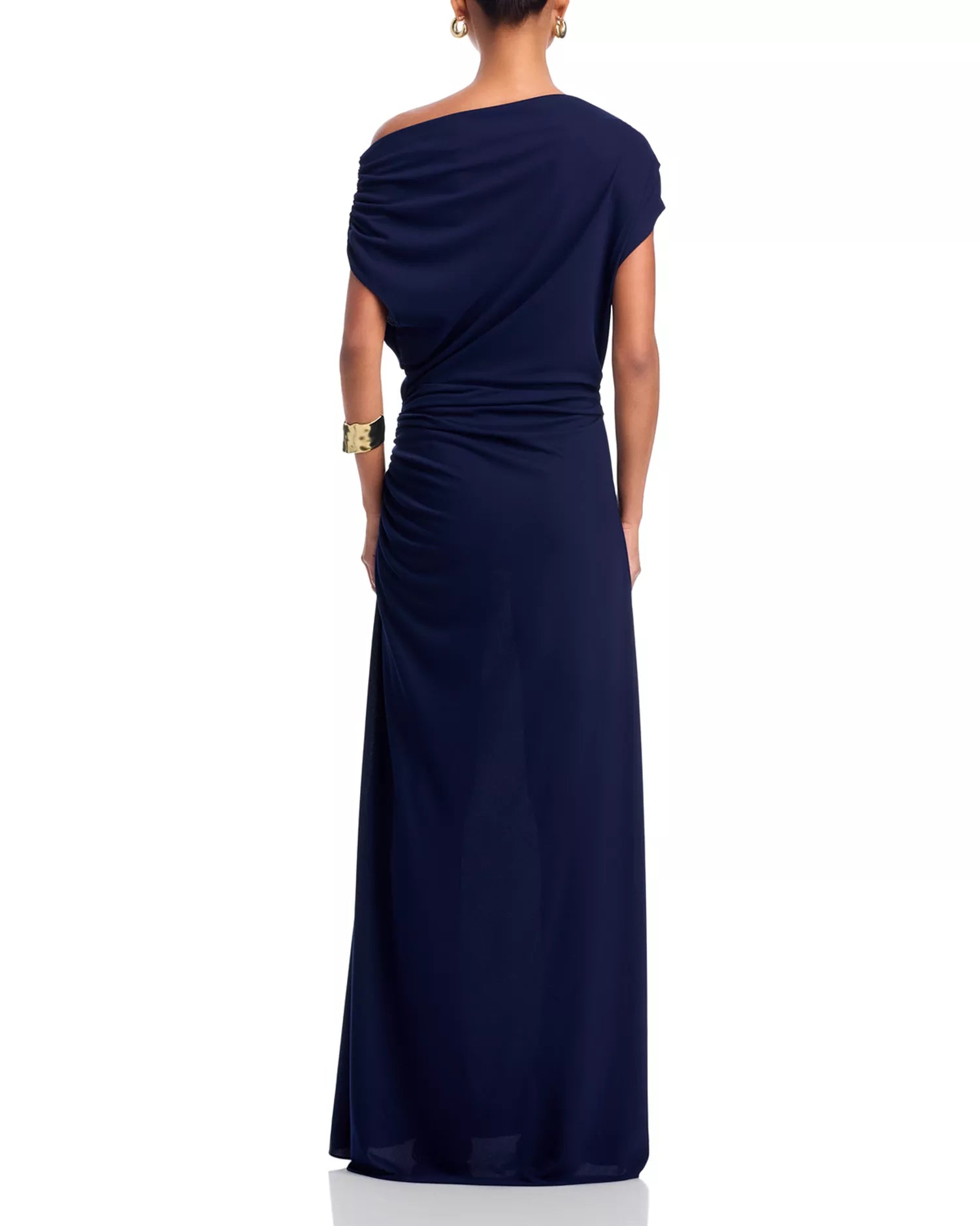 Sleek Sheath One Shoulder Short Sleeve Open Back Floor Length Hot Sale Prom Dress