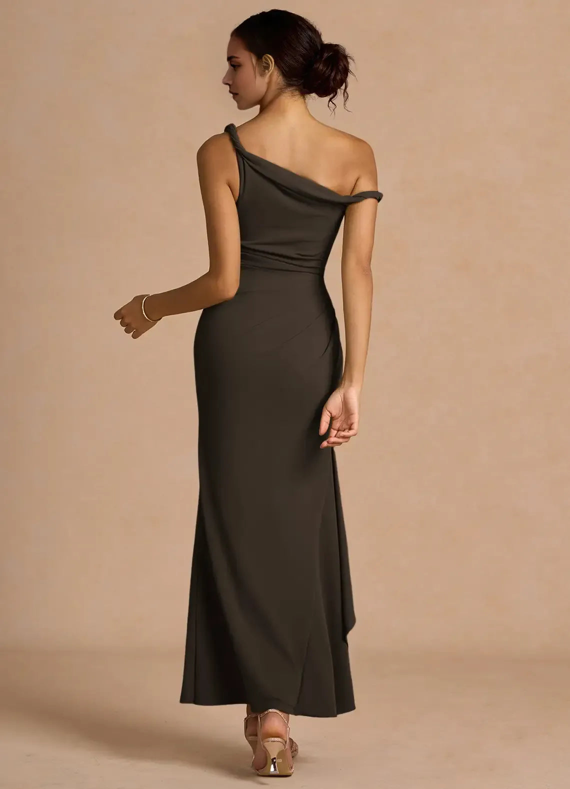 Sleek Sheath One Shoulder Sleeveless Open Back Floor Length For Women Prom Dress ﻿