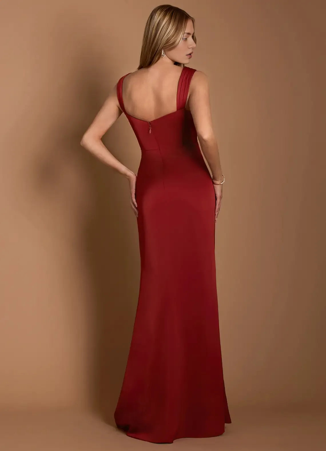 Sleek Sheath Square Neck Sleeveless Open Back Floor Length For Women Prom Dress