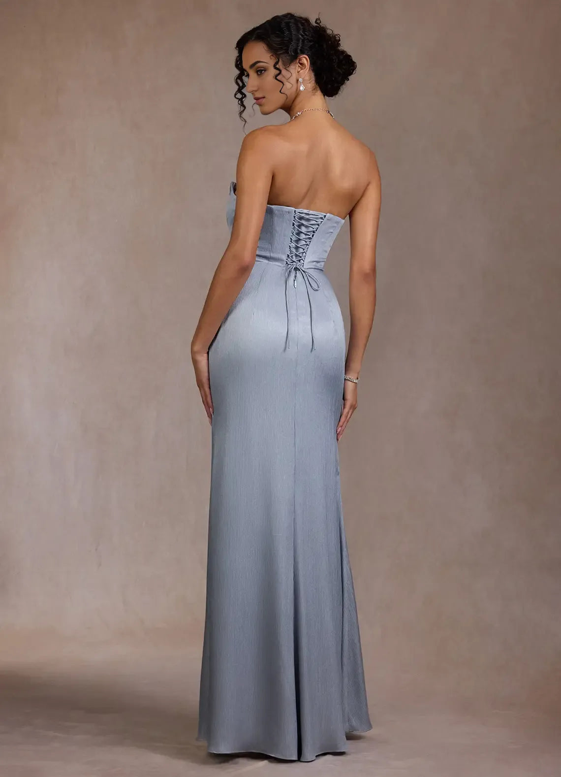 Sleek Sheath Strapless Sleeveless Lace Up Back Floor Length For Sale Prom Dress