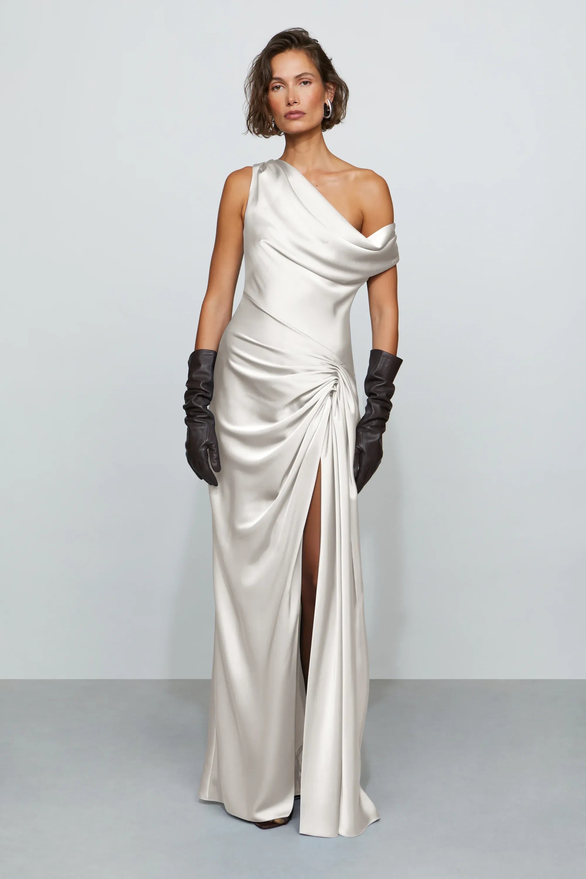 Sleek Slip One Shoulder Asymmetrical Open Back Floor Length For Women Prom Dress