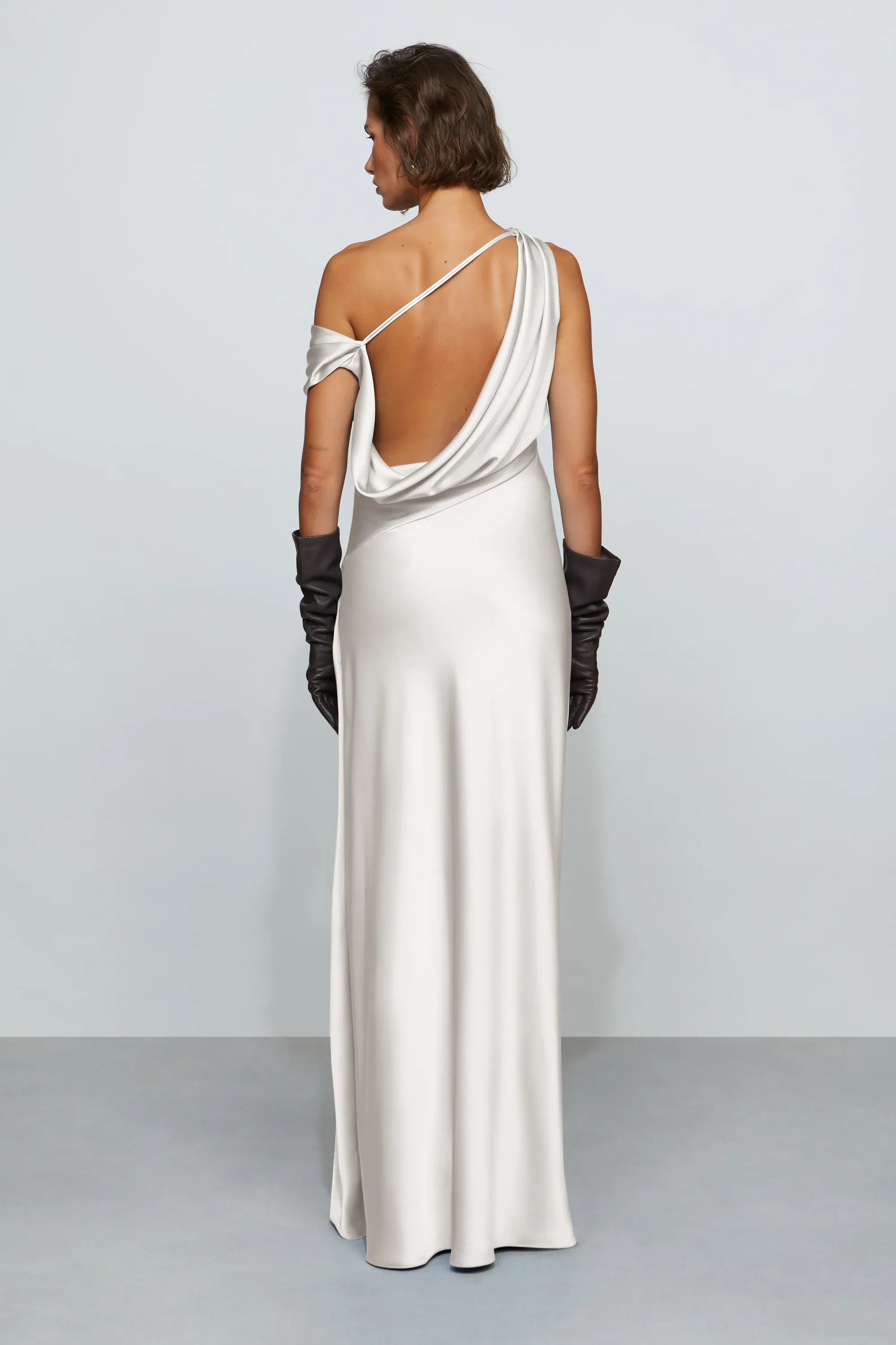 Sleek Slip One Shoulder Asymmetrical Open Back Floor Length For Women Prom Dress