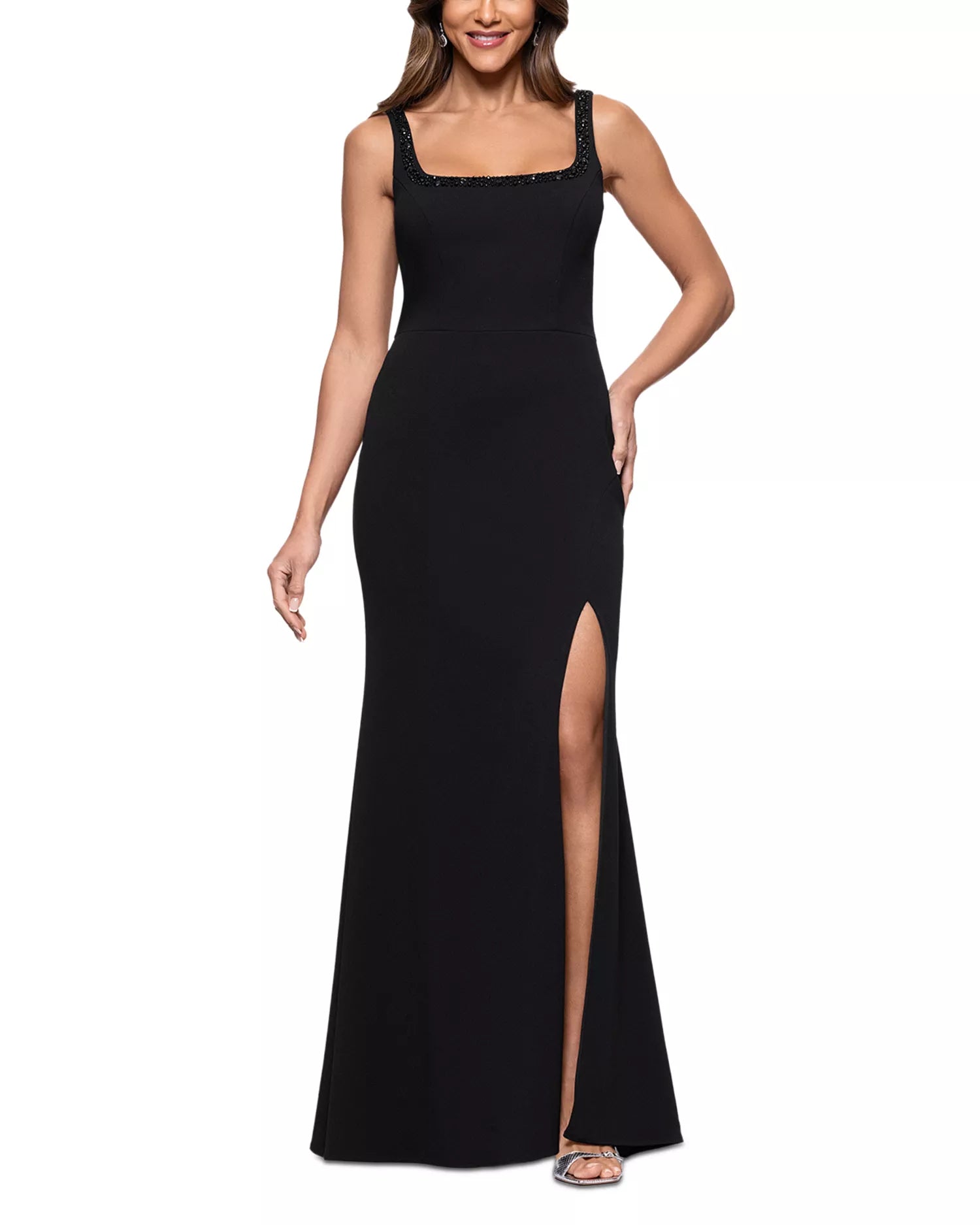 Sleek Trumpet Square Neck Spaghetti Strap Zipper Back Floor Length For Ladies Prom Dress
