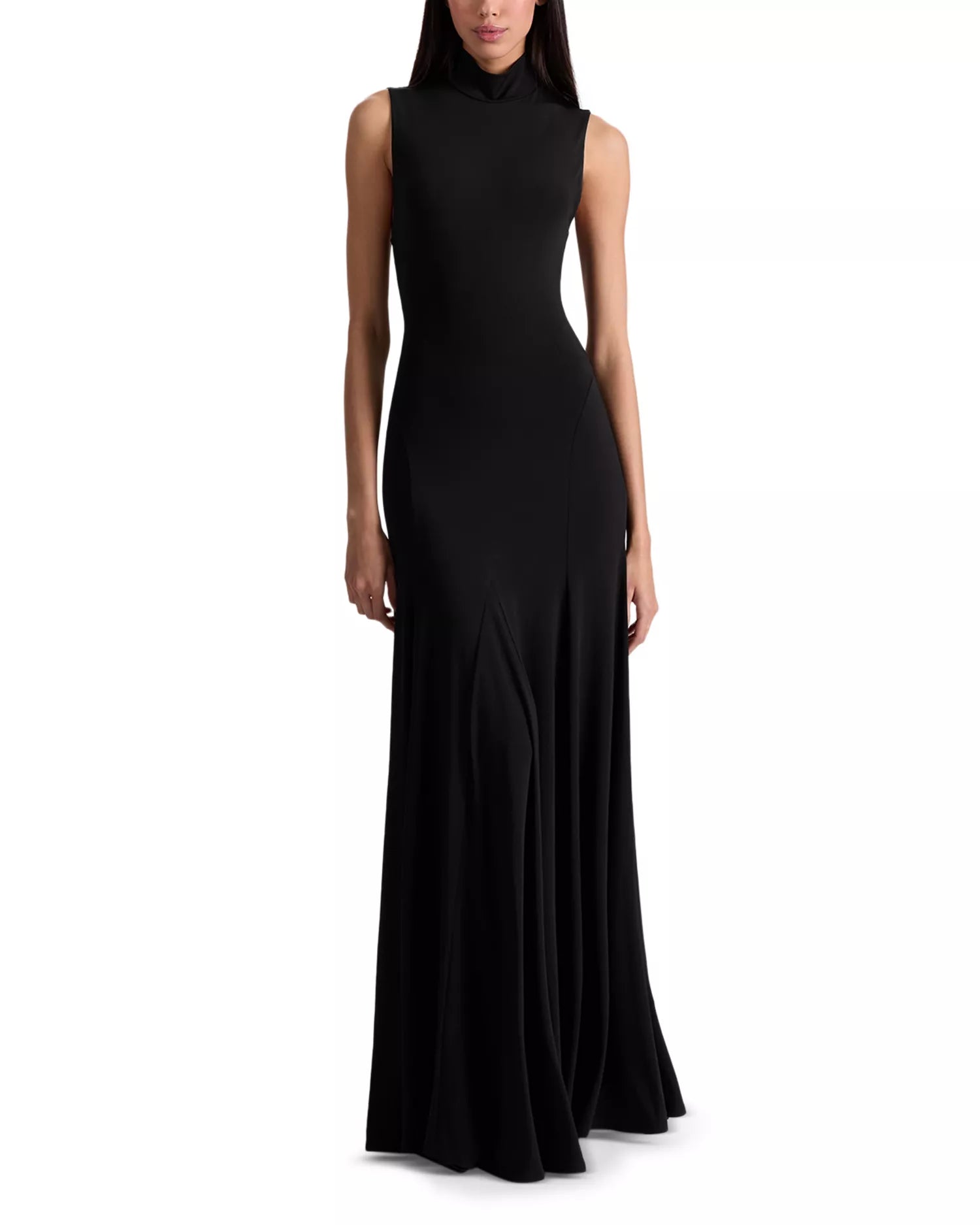 Sleek Trumpet Turtleneck Sleeveless Keyhole Back Floor Length Female Prom Dress