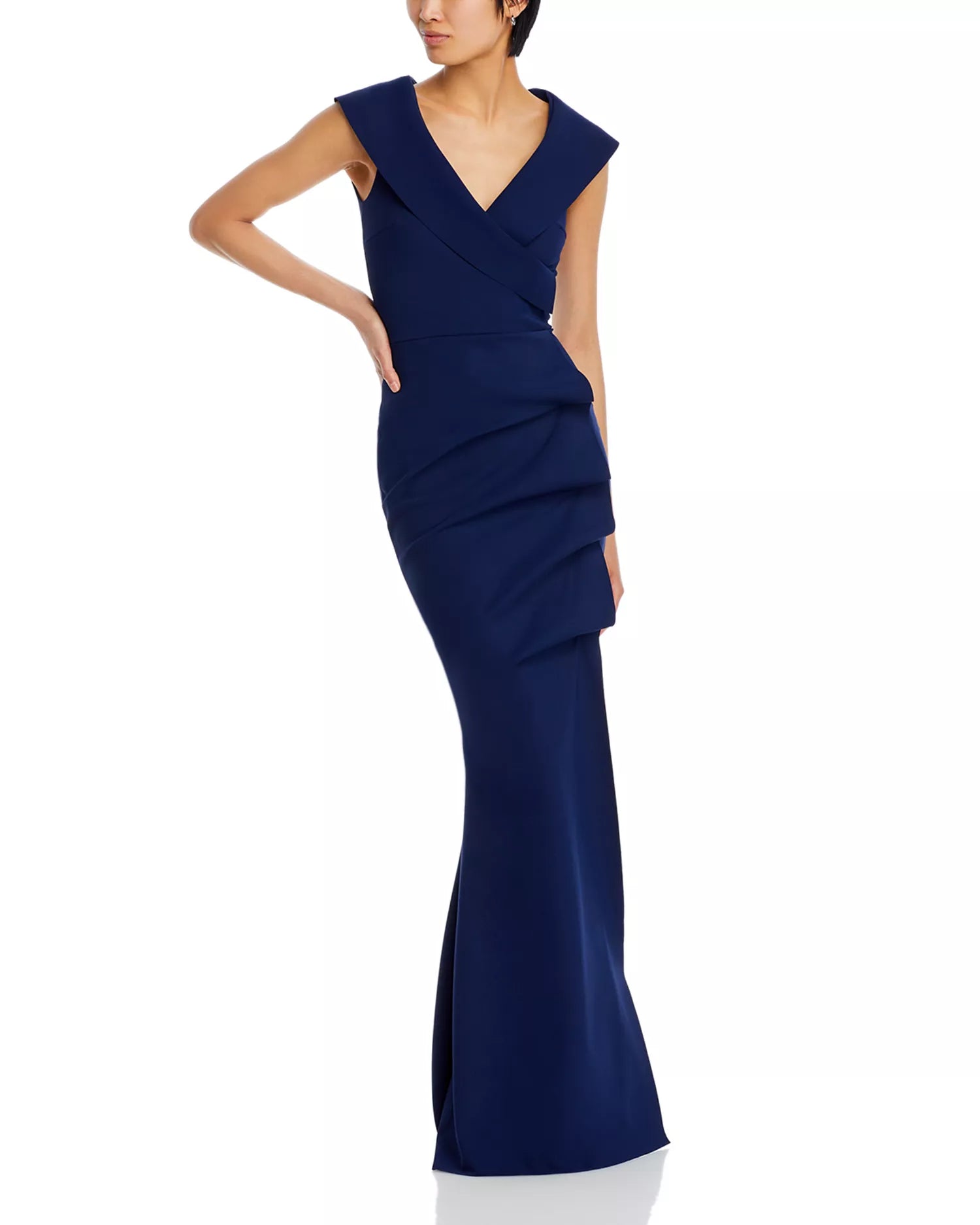 Sleek Trumpet V Neck Sleeveless Open Back Floor Length For Ladies Prom Dress