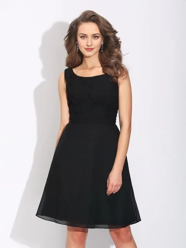 Sleeveless Short Chiffon Scoop With Bowknot Dresses Party Dresses Evening Dresses Homecoming Dresses