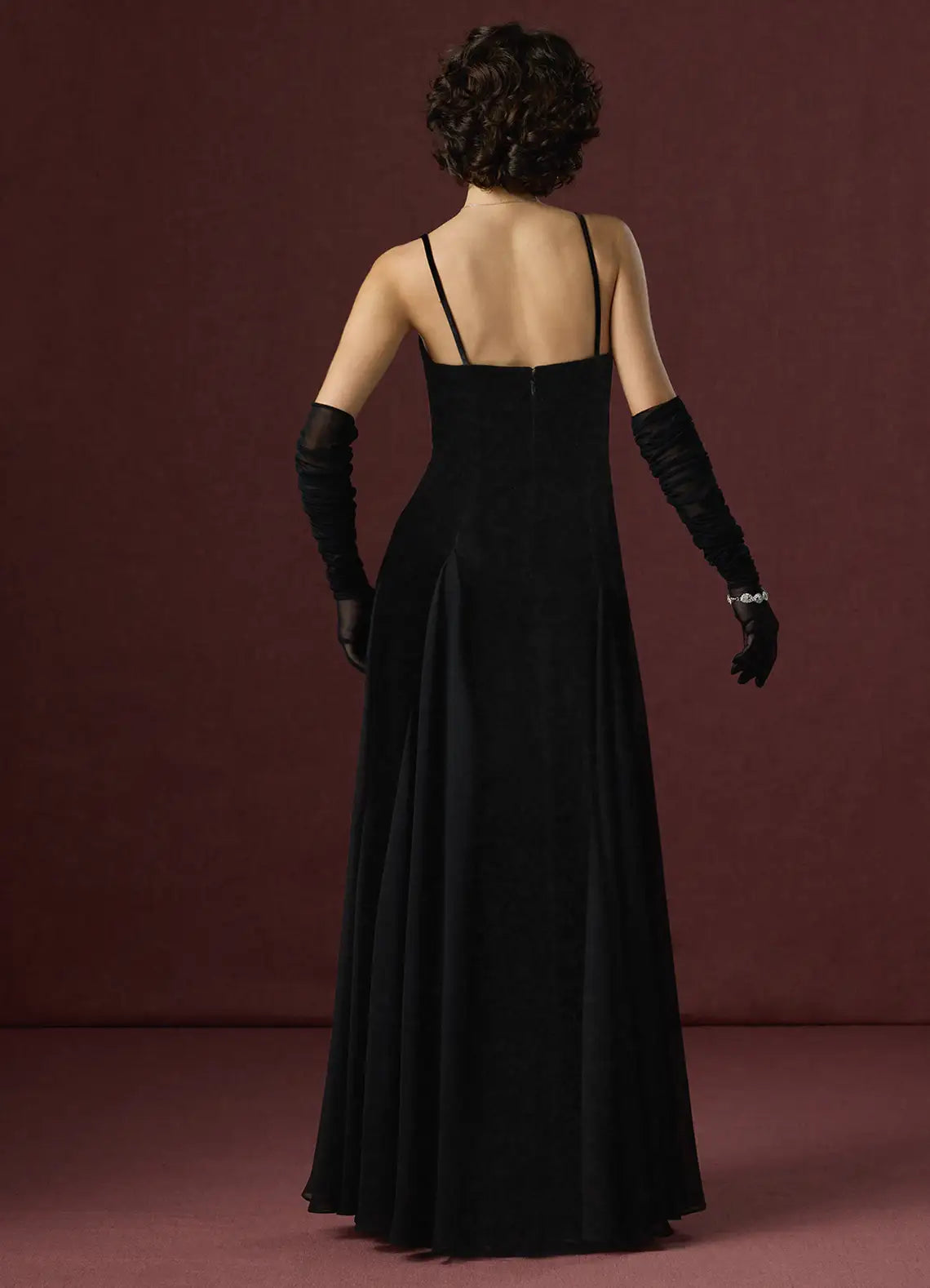 Smooth A Line V Neck Spaghetti Strap Open Back Floor Length For Ladies Prom Dress